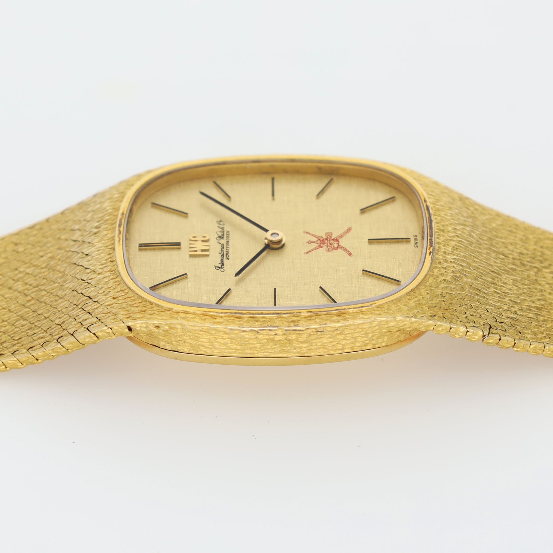 IWC Yellow Gold Dress Watch Integrated Bracelet Khanjar Dial