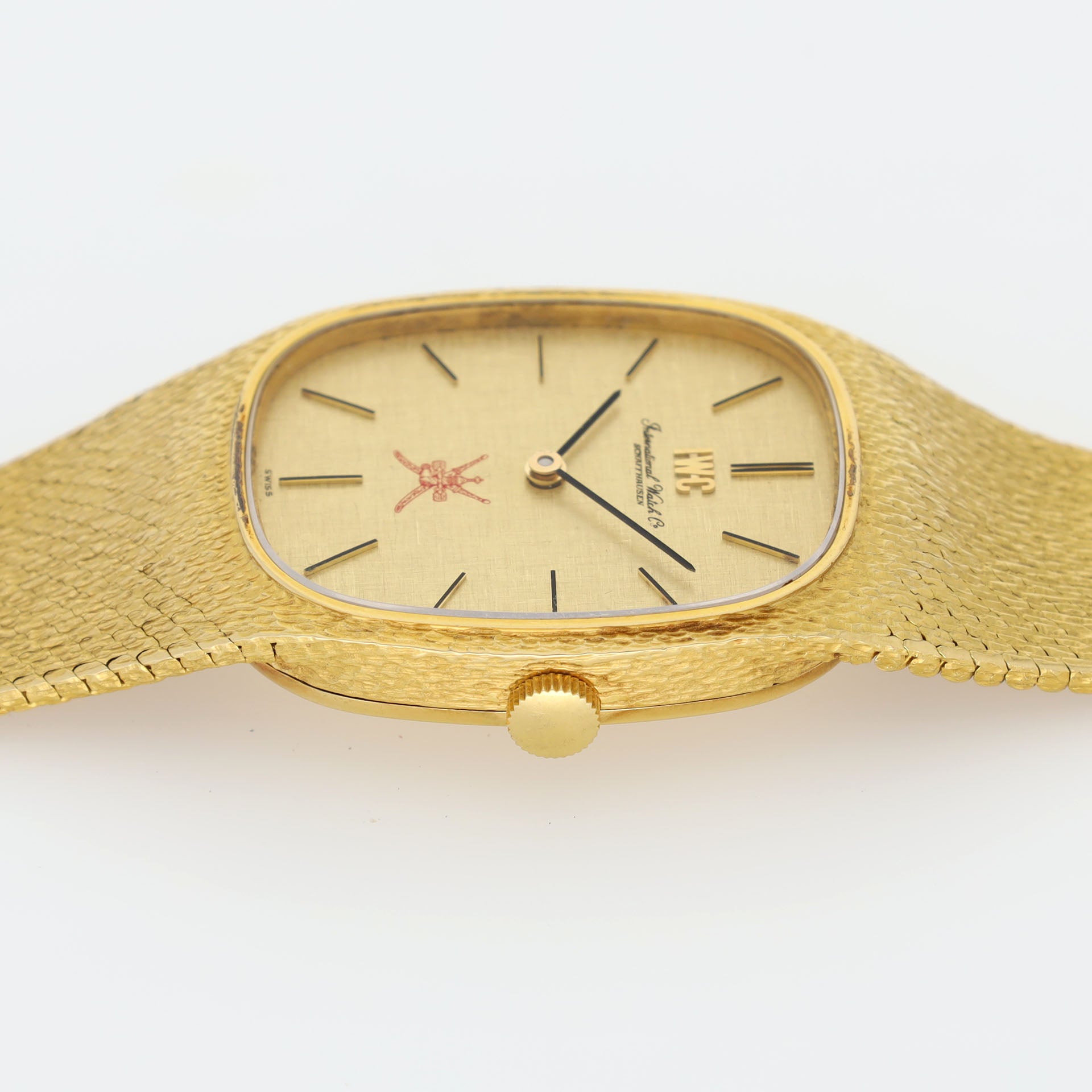 IWC Yellow Gold Dress Watch Integrated Bracelet Khanjar Dial