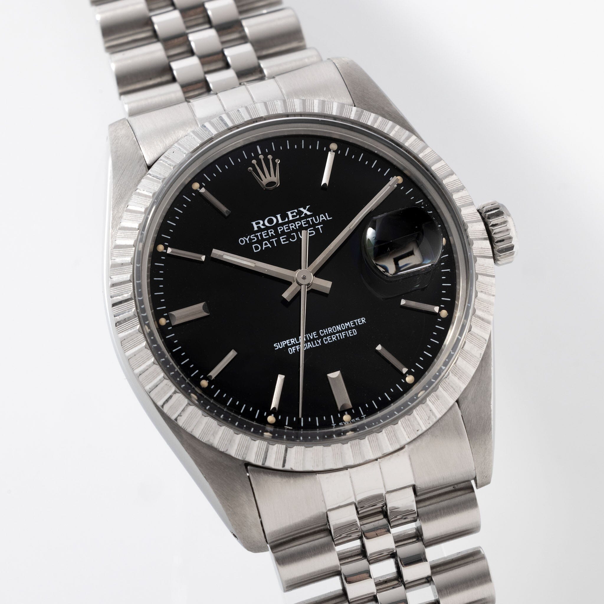 Rolex Datejust Black Gloss Dial Ref 16030