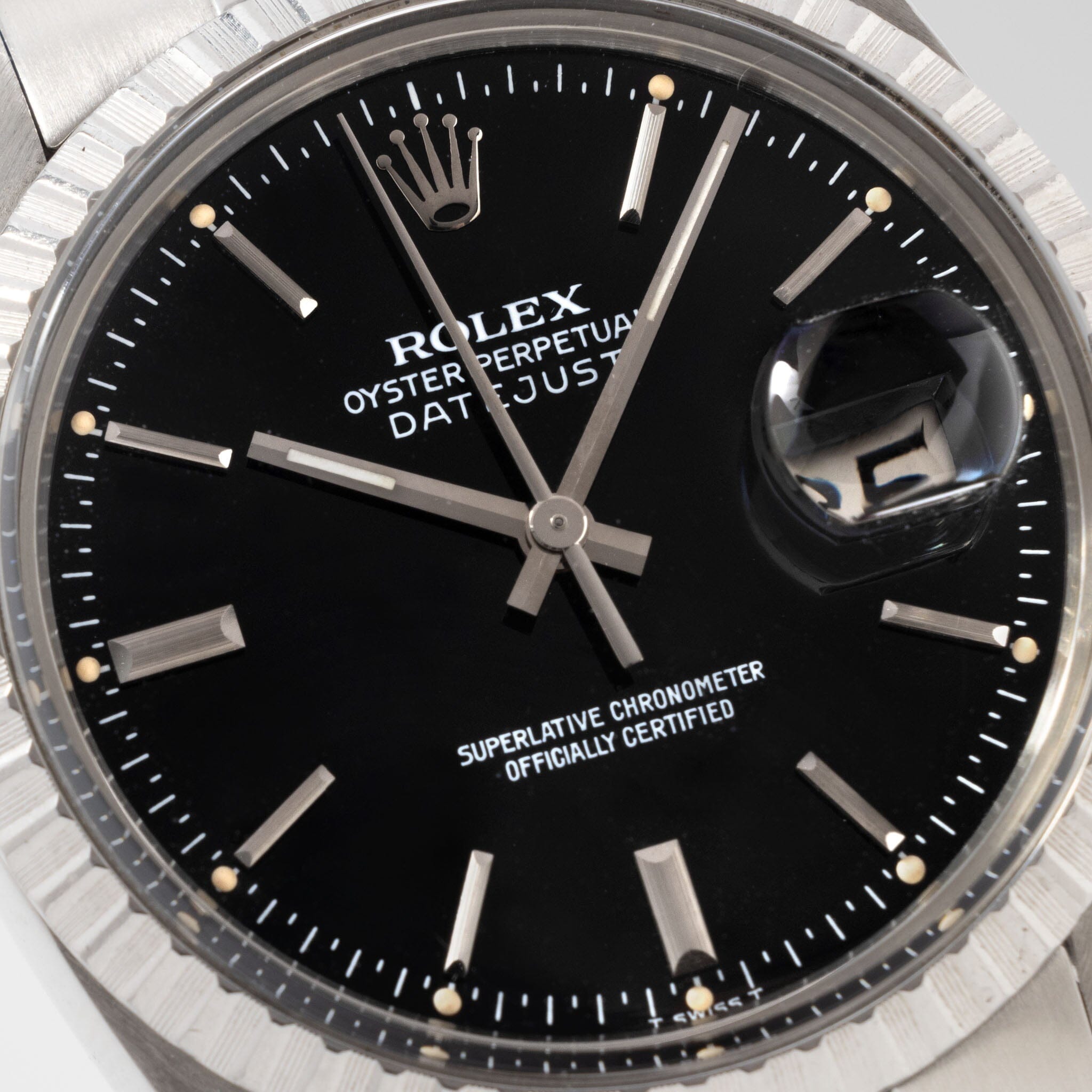Rolex Datejust Black Gloss Dial Ref 16030