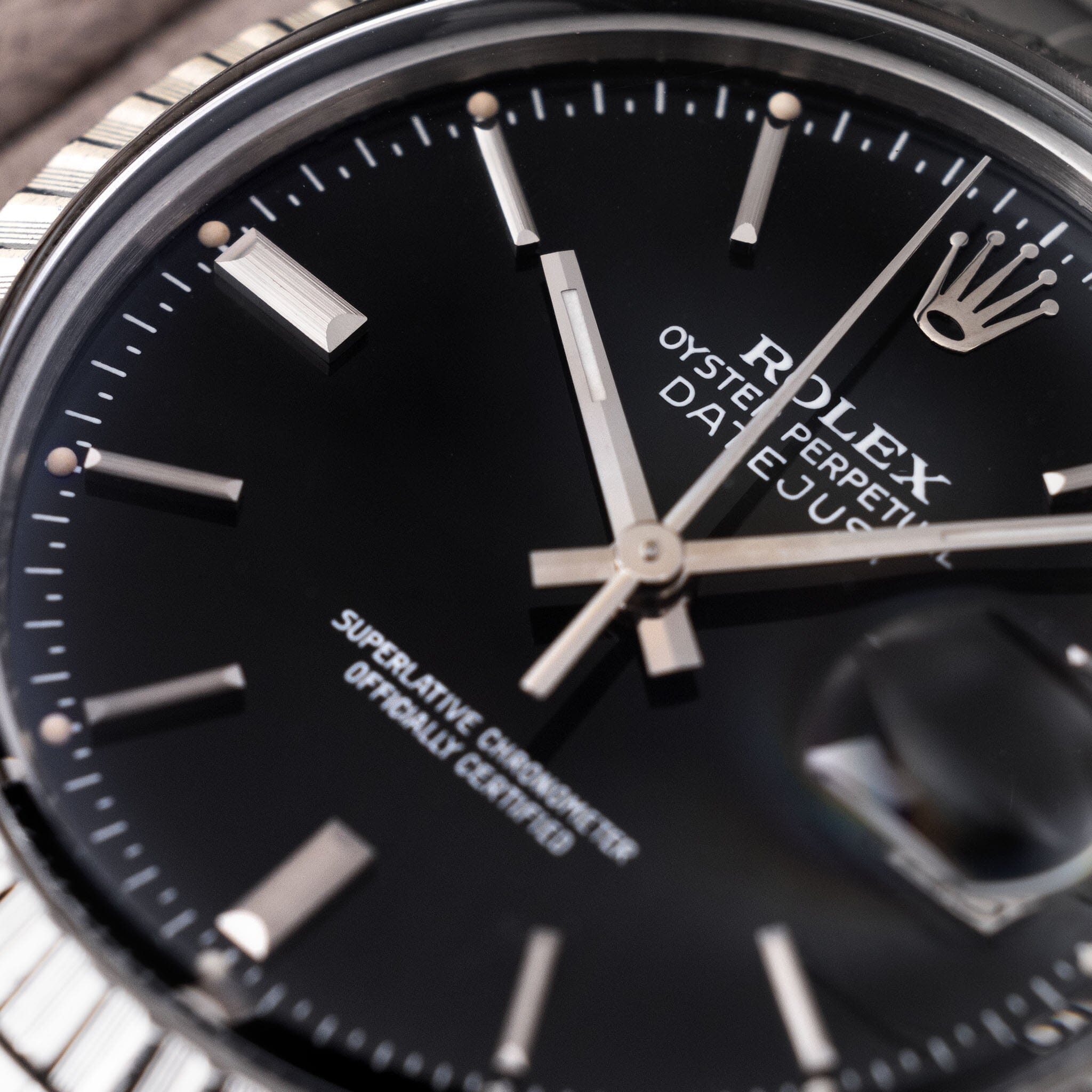 Rolex Datejust Black Gloss Dial Ref 16030