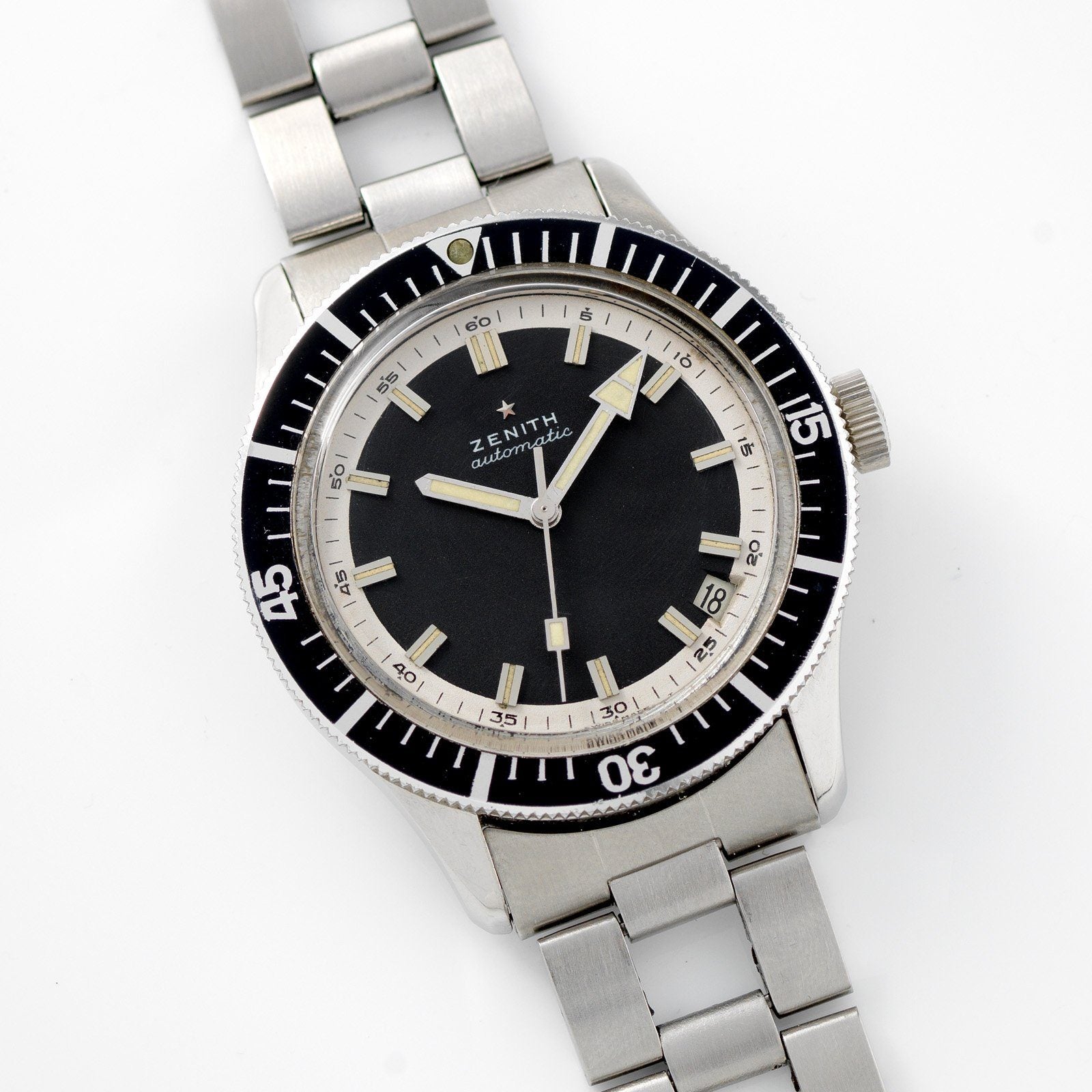 Zenith Diver Black Dial ref A3630 on Gay Freres Ladder Bracelet