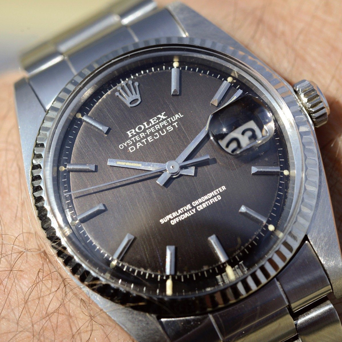 Rolex Datejust Gloss Gilt Vertical Brush Tropical Dial