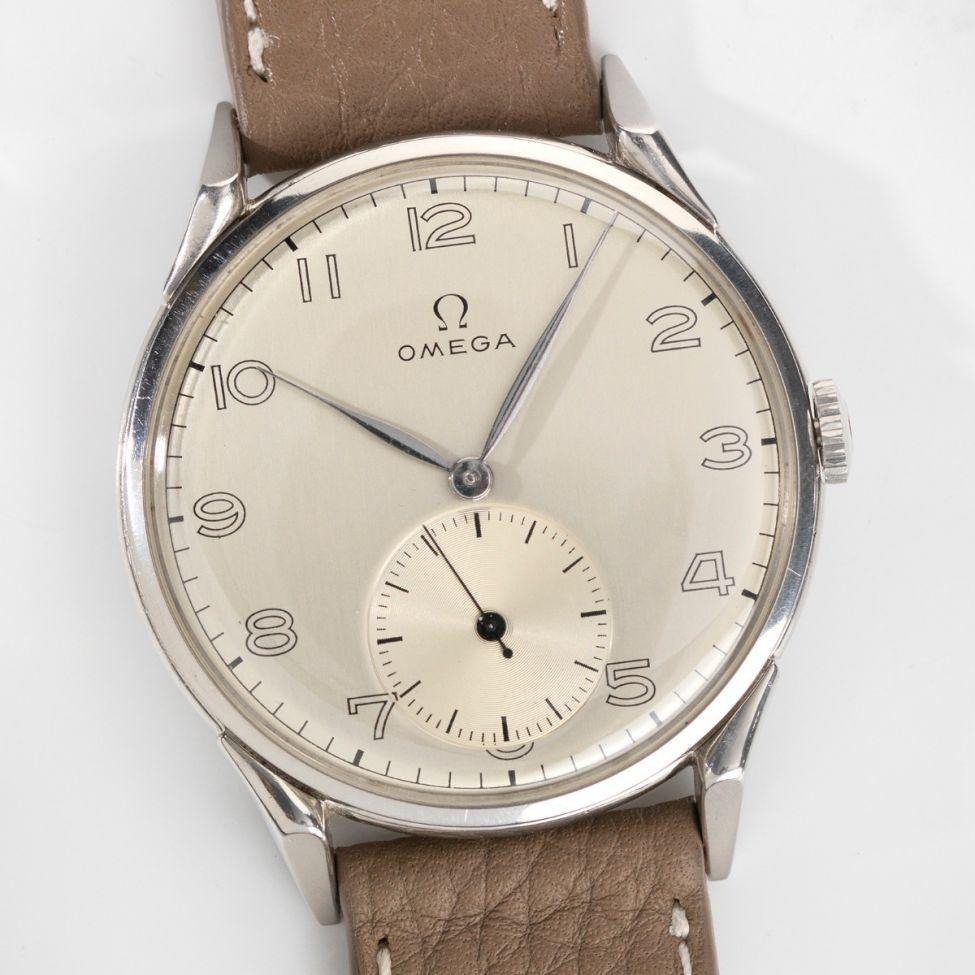 Omega Steel Oversize Watch Ref 2603-7 from 1950s Large Case 38mm