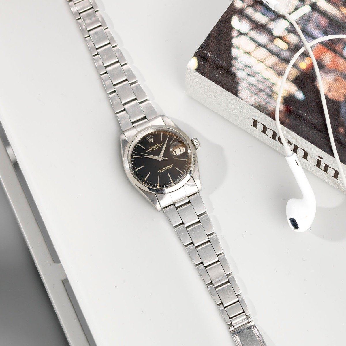 Rolex Date Black Gilt Tropical Dial Reference 1500