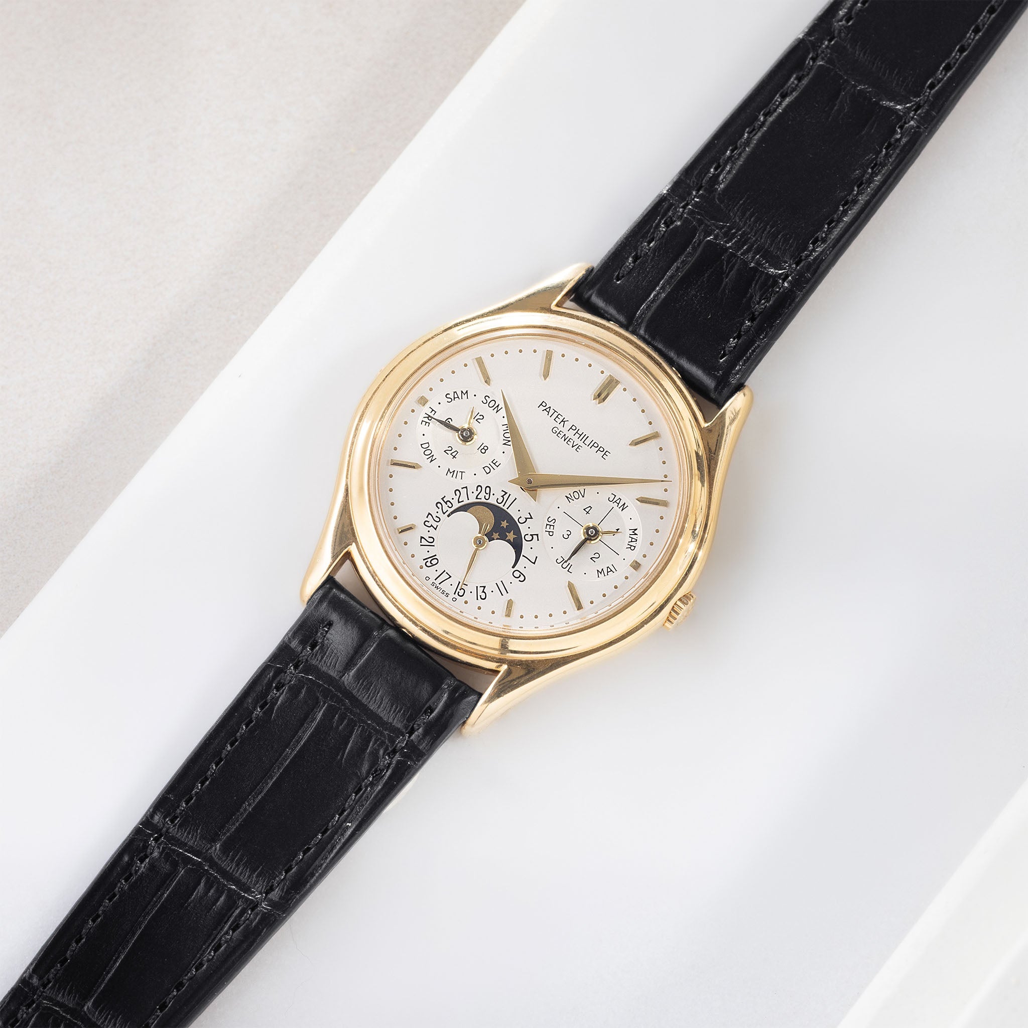 Strap for Patek Philippe 3940 Perpetual - Black Premium Full-Cut Alligator Watch Strap