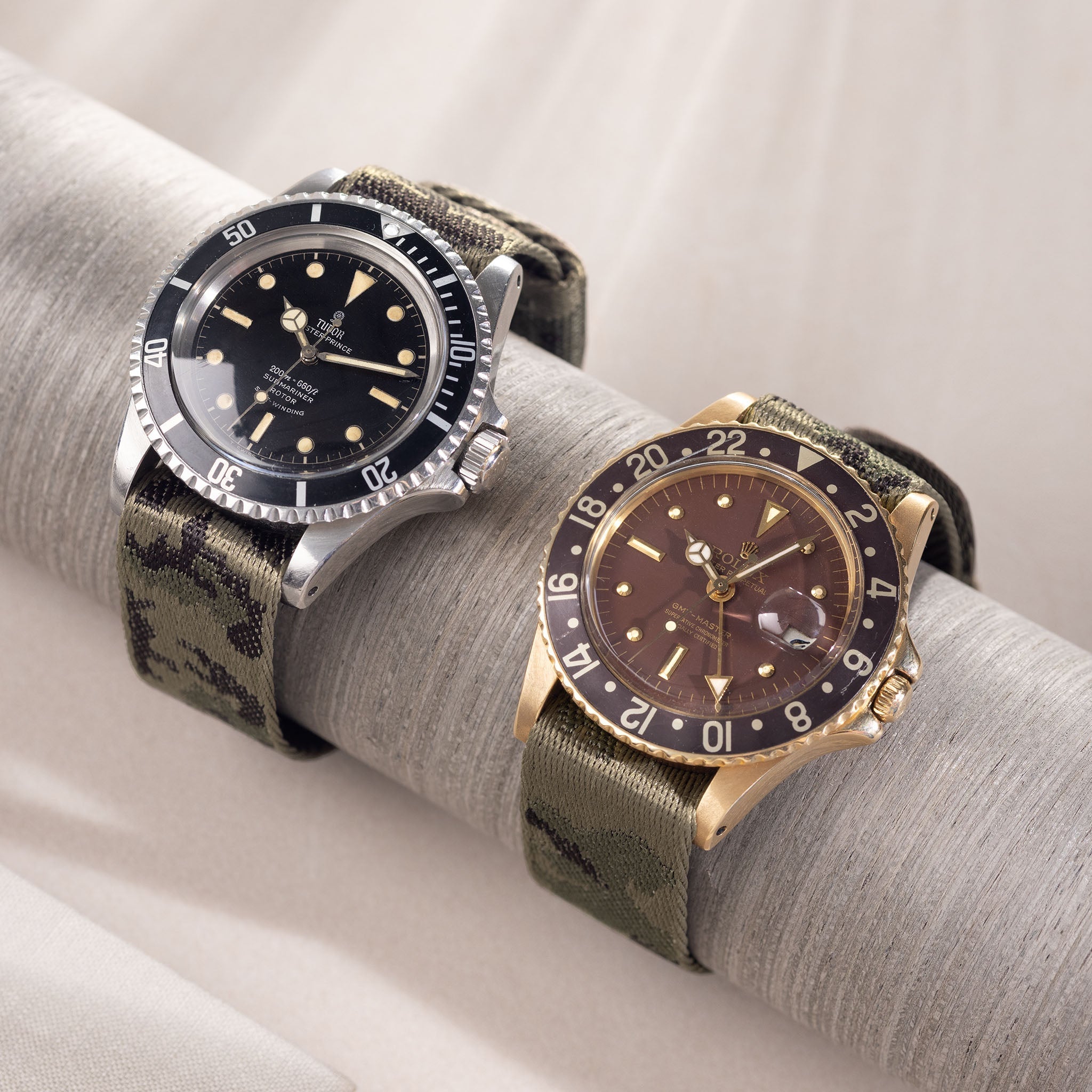 Camo Jacquard Single Pass Watch Strap For Rolex And Tudor Watches