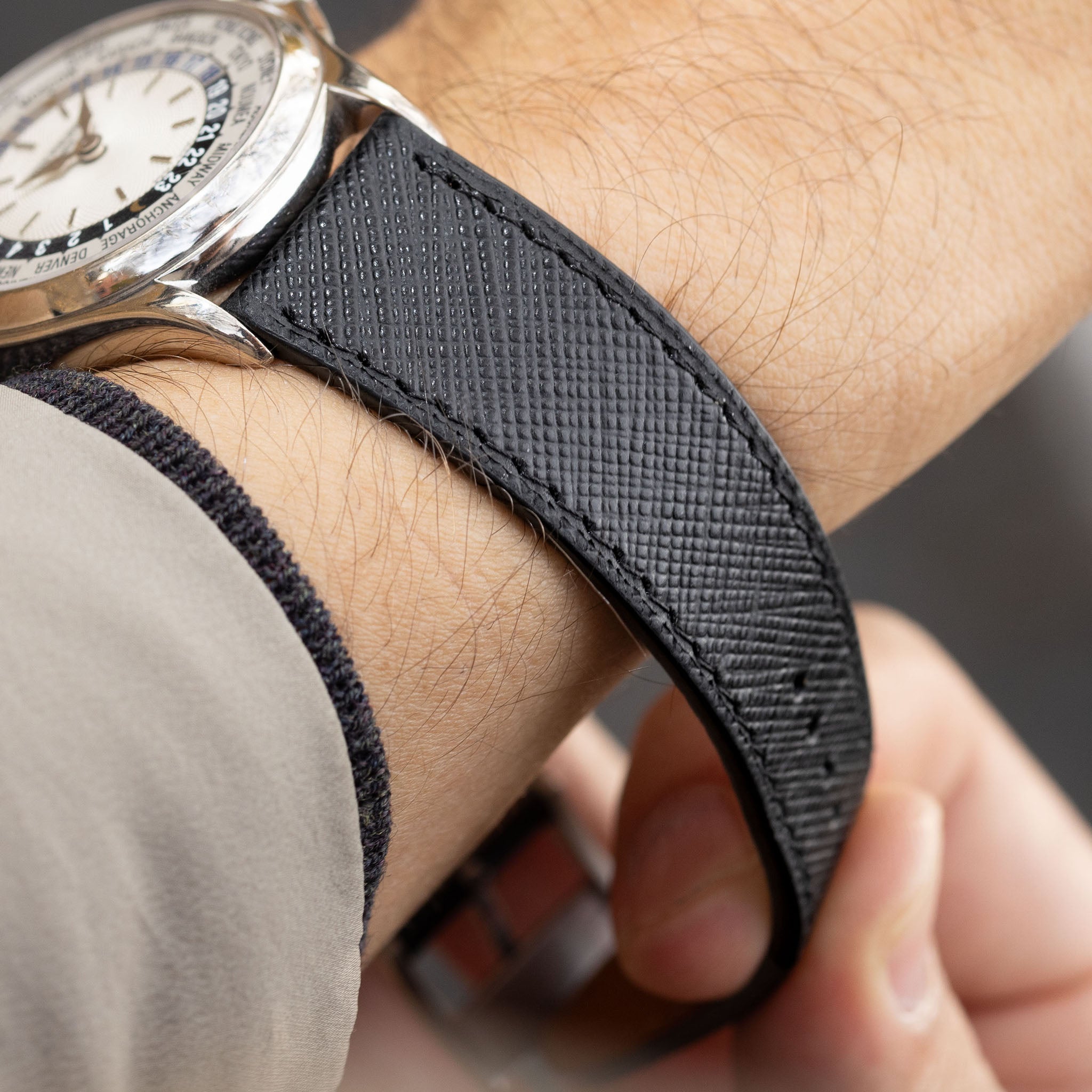 The Barcelona Saffiano Leather Watch Strap - Jubilee Edition