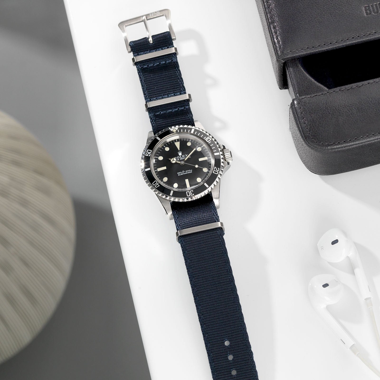 Rolex Deluxe Nylon Single Pass Watch Strap Navy Blue