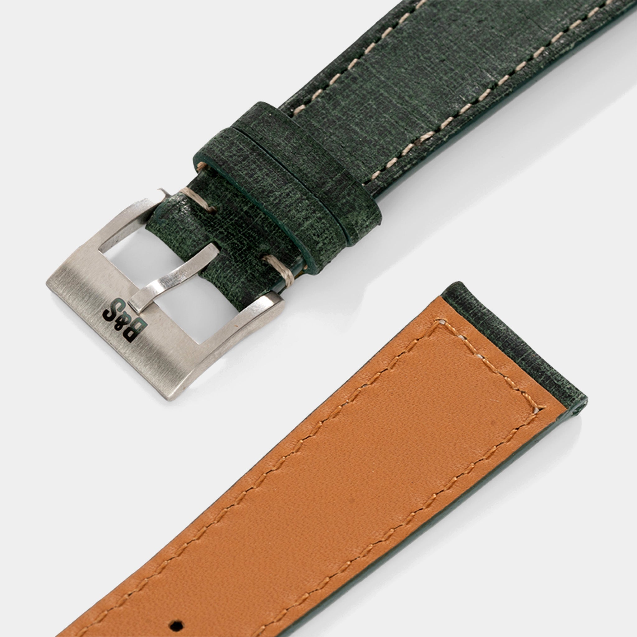 Strap for Rolex Explorer 2 - Linen Boxed Leather Elegant Green (20mm)