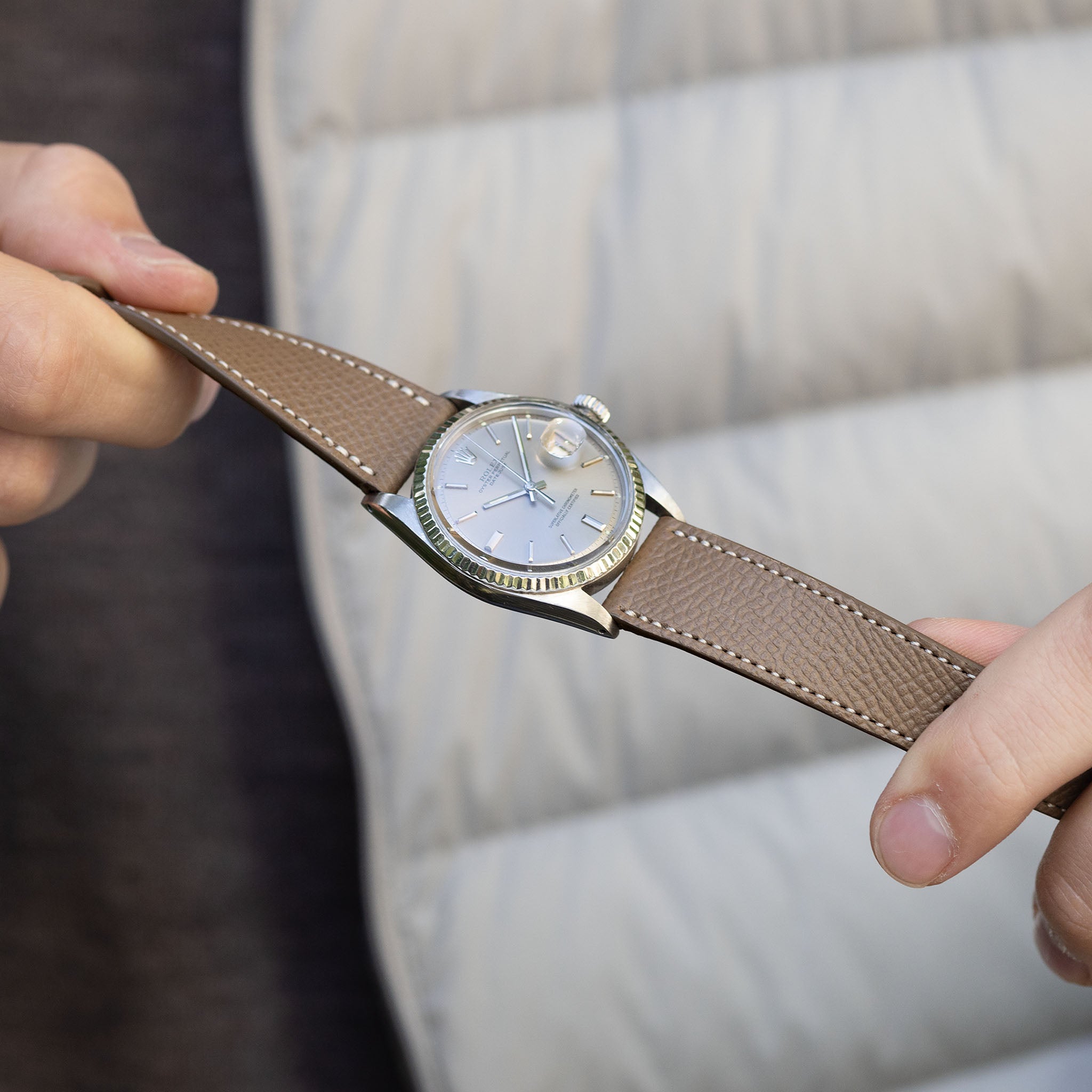Marston Calf Taupe Grey Leather Watch Strap