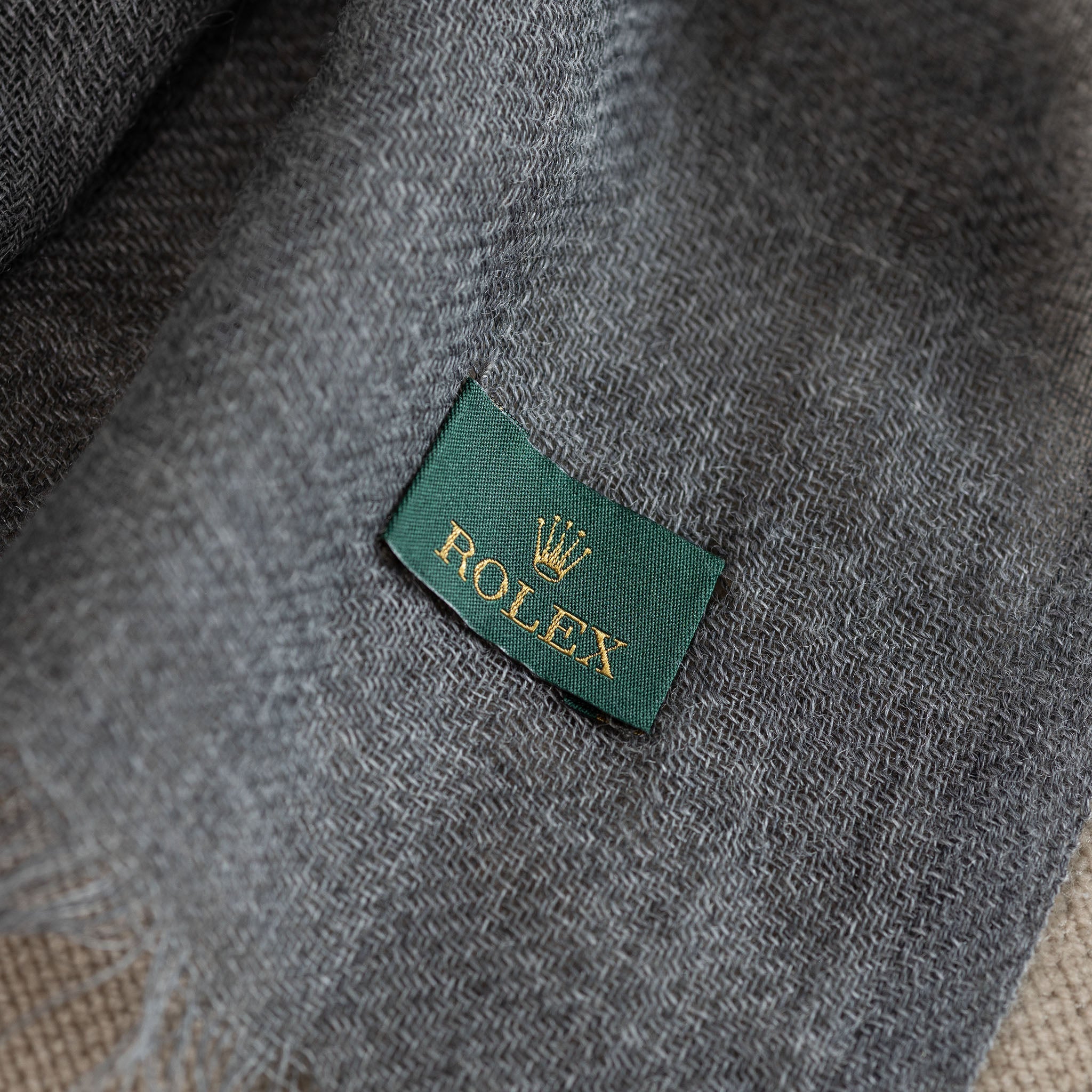 Rolex Grey Oversized Wool Scarf