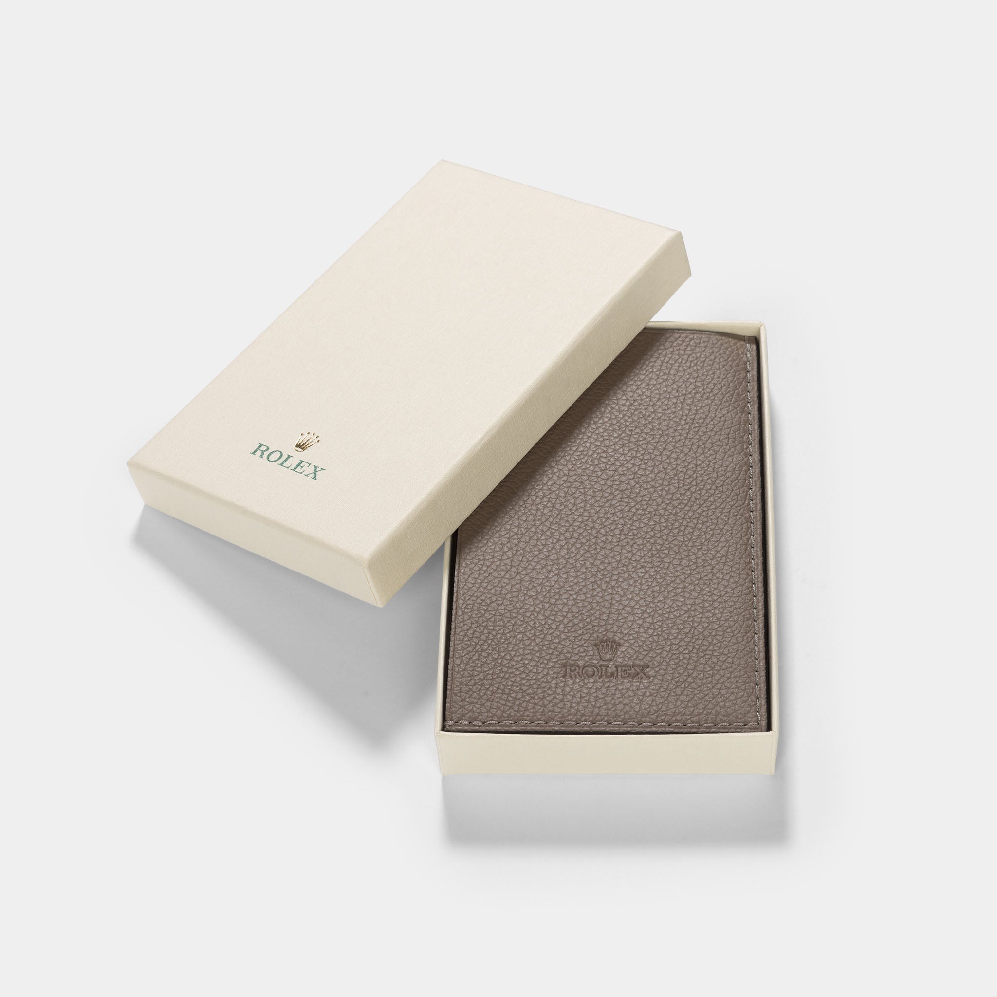 Rolex Leather card holder taupe colour