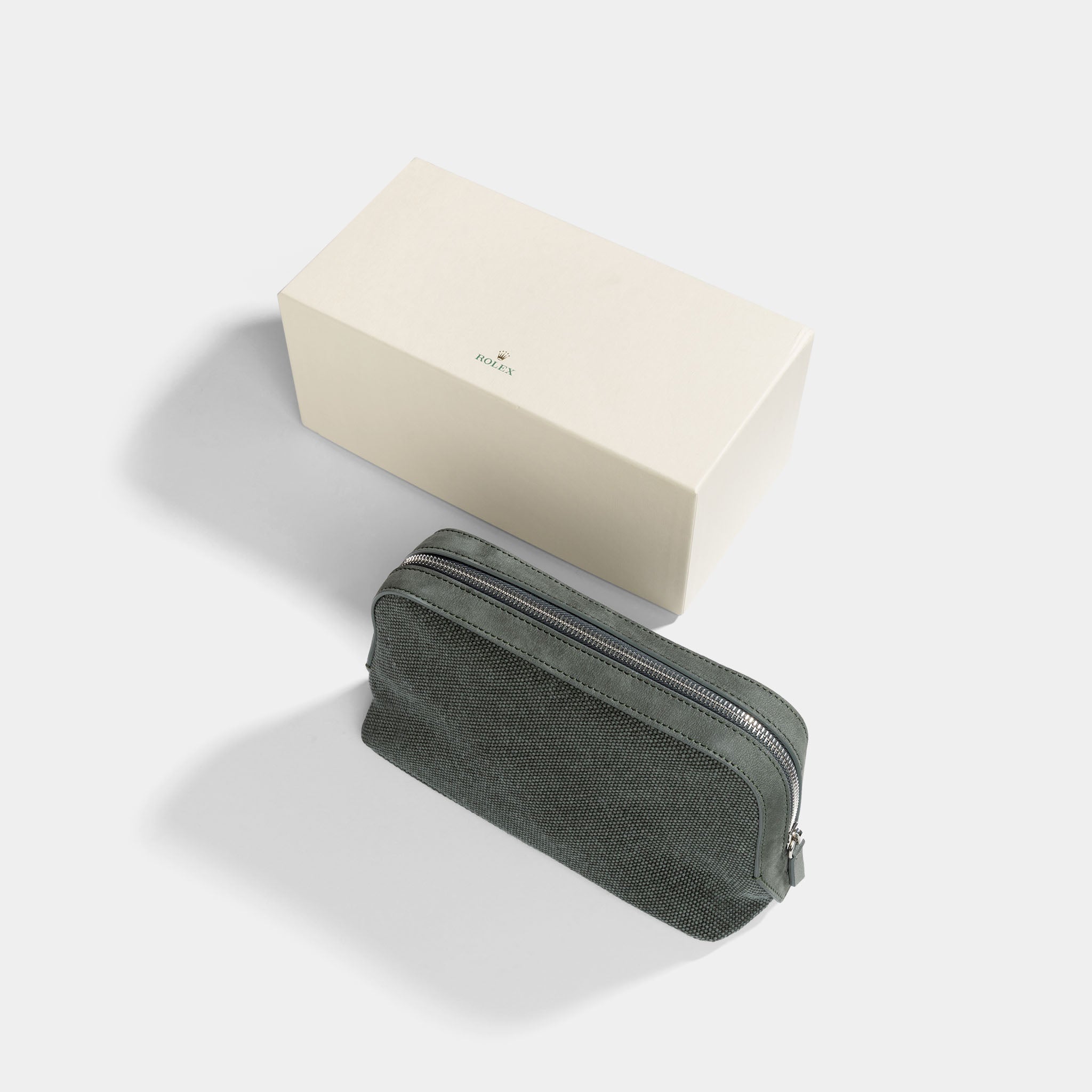 Rolex Toiletry Bag in Green Colour Canvas and Suede