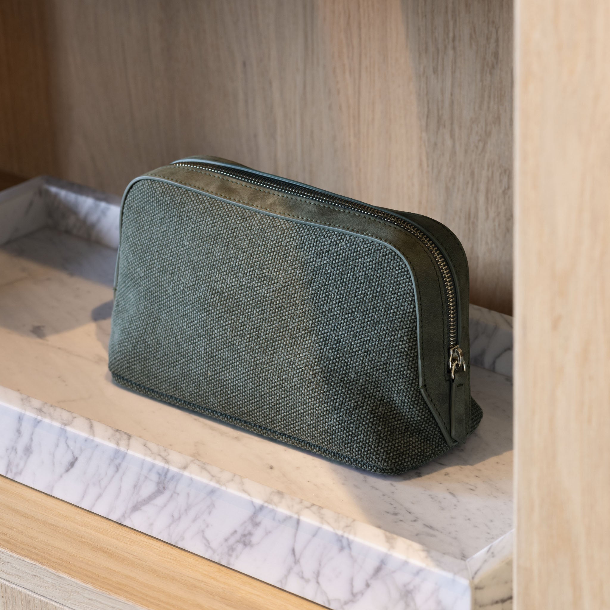 Rolex Toiletry Bag in Green Colour Canvas and Suede