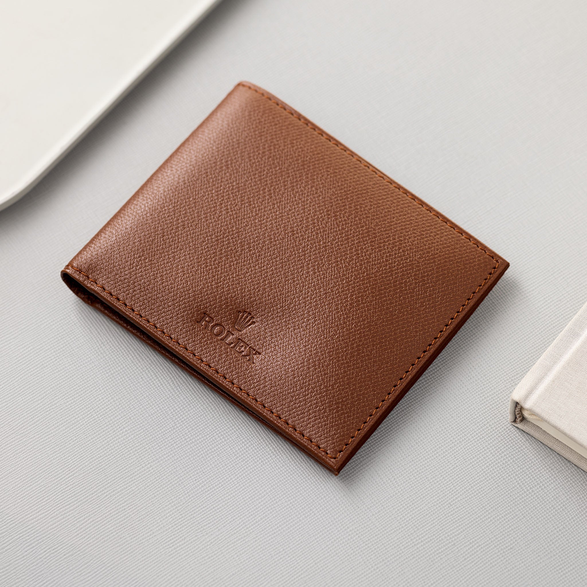Rolex chestnut brown leather wallet