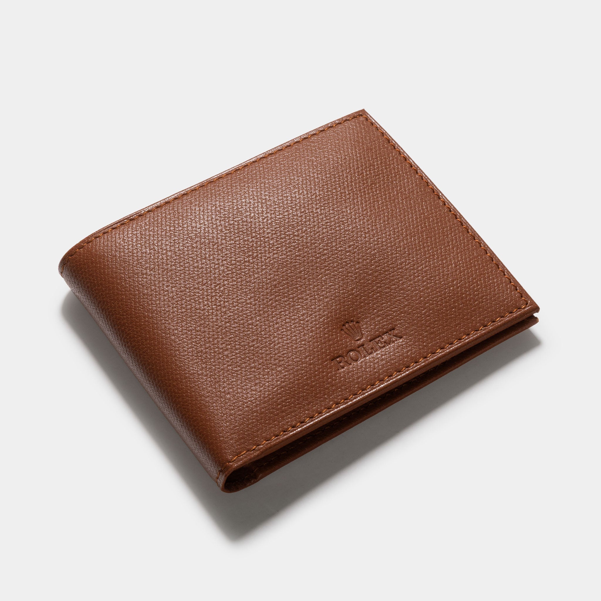 Rolex chestnut brown leather wallet