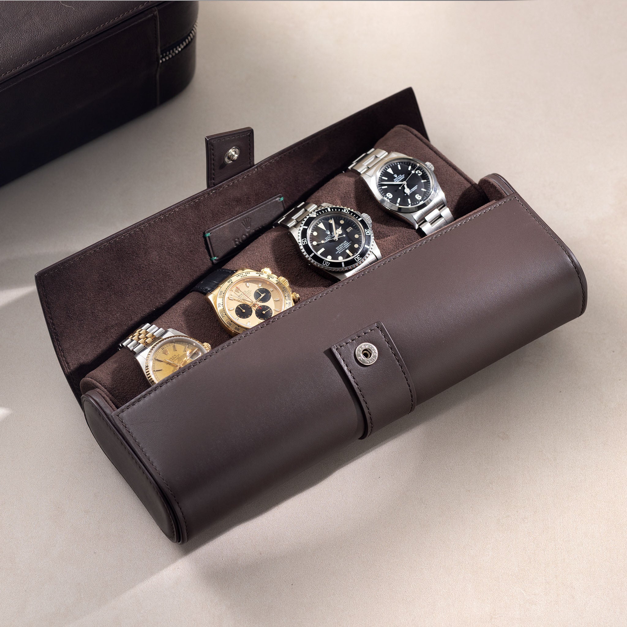 Rolex Chestnut Brown Leather  Watch Roll