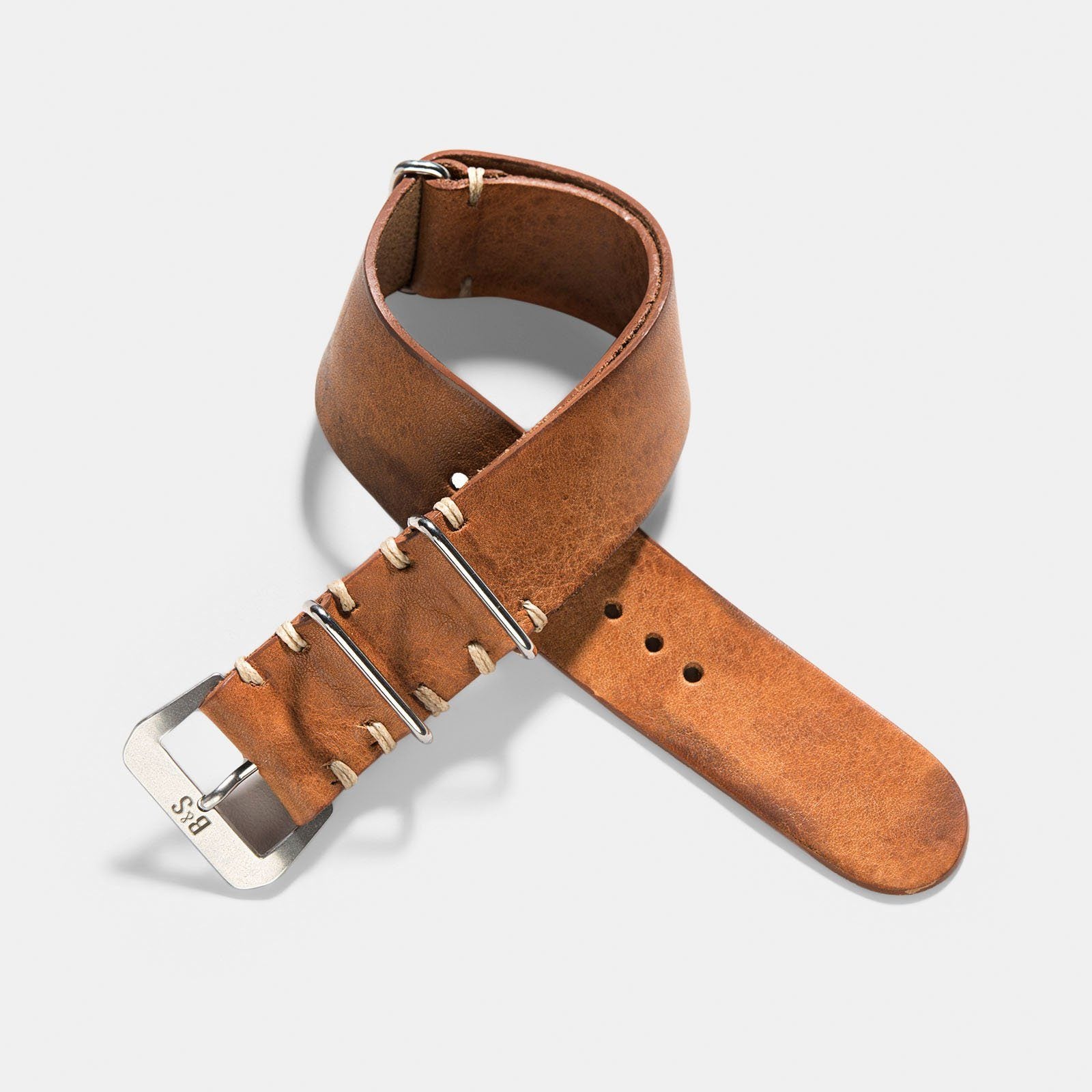 Strap for Rolex Submariner 5513 & 1680 -  Caramel Brown Single Pass Leather