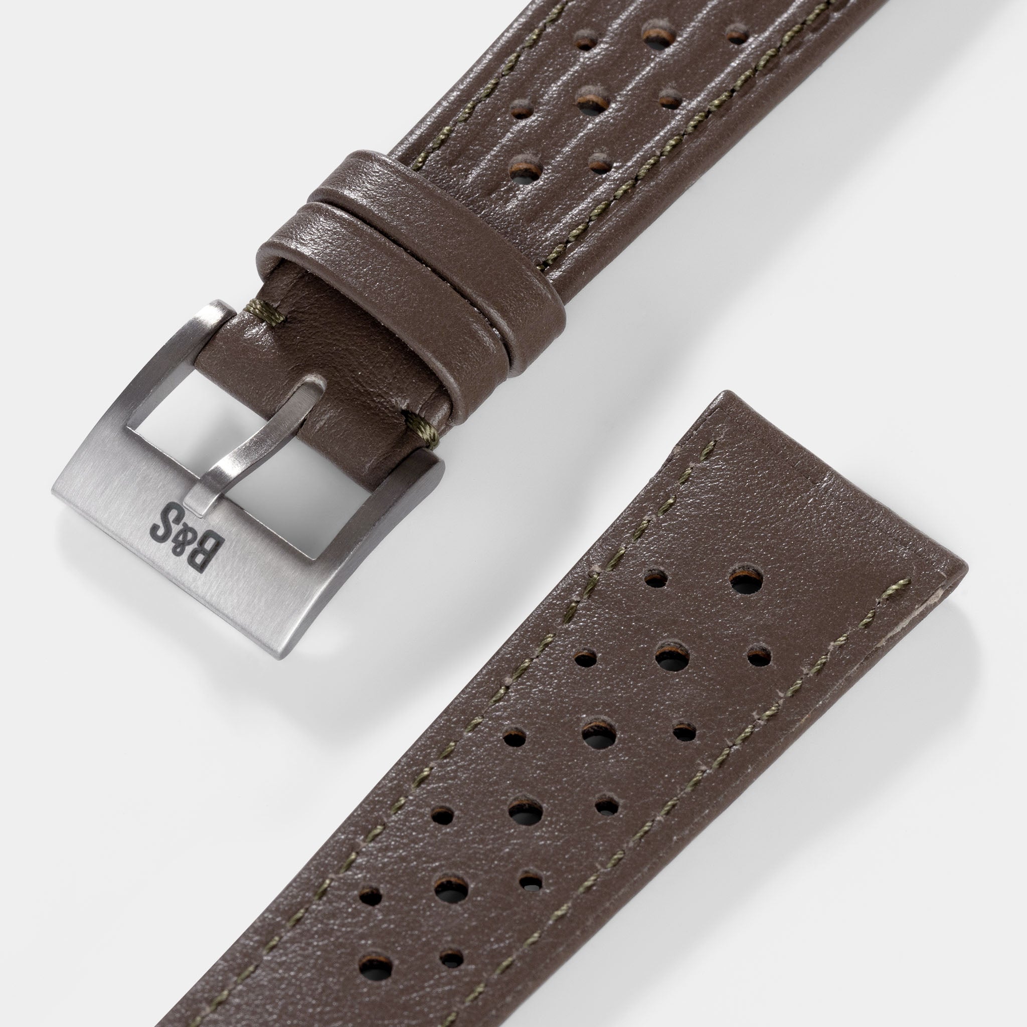 Racing Taupe Kaki Speedy Leather Watch Strap