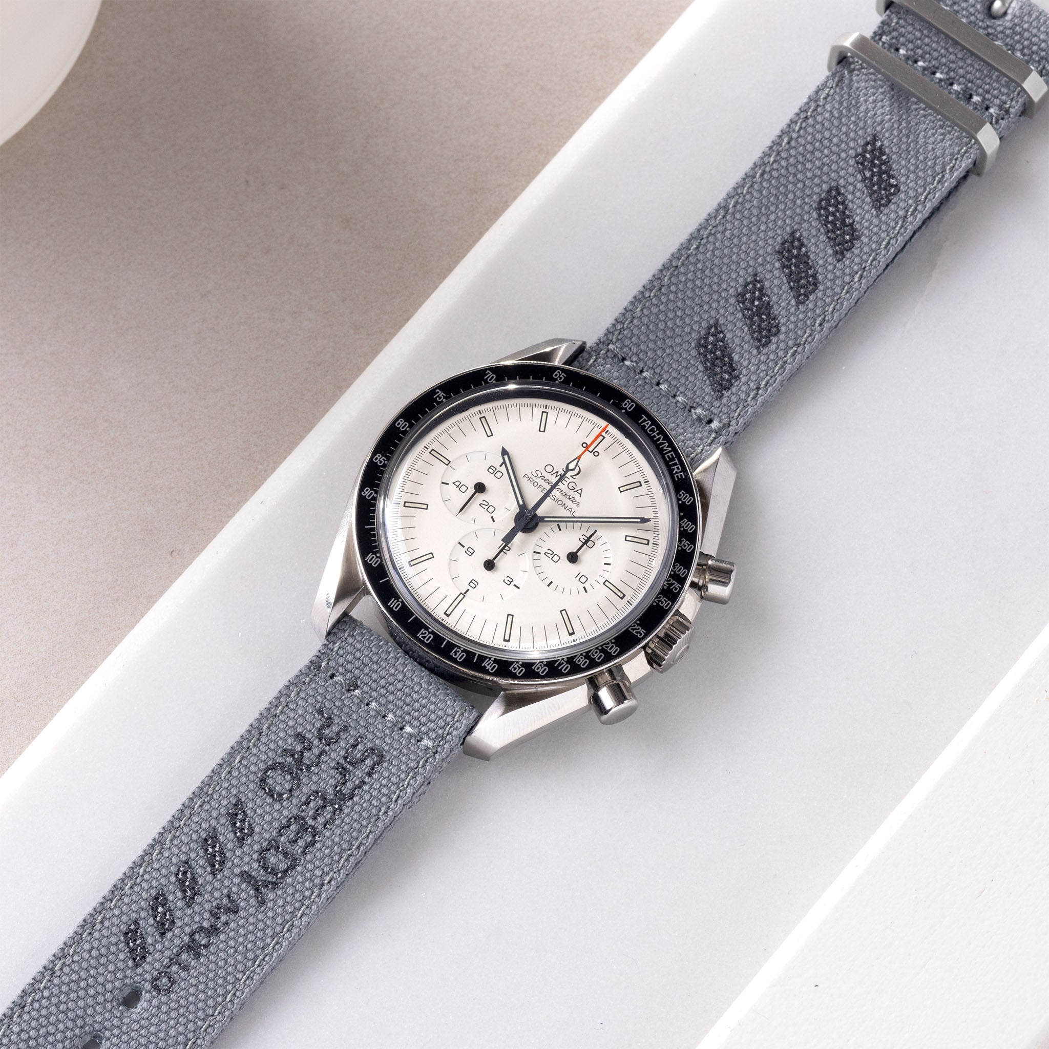 Strap for Omega Speedmaster Professional - Canvas Speedy Print in Olive Taupe or Grey