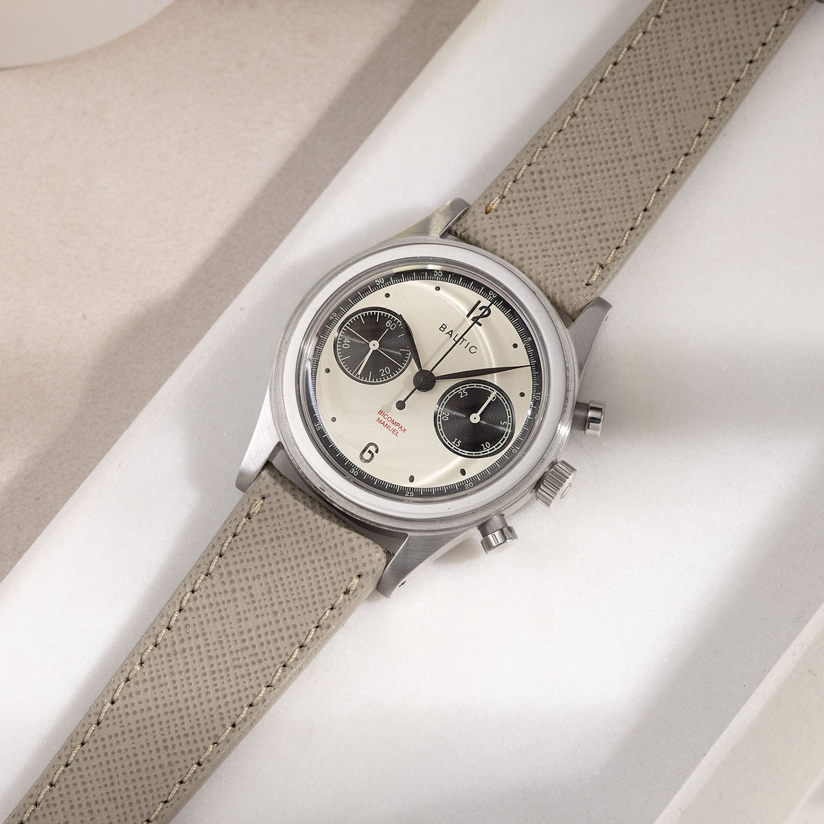 Saffiano Taupe Leather Watch Strap