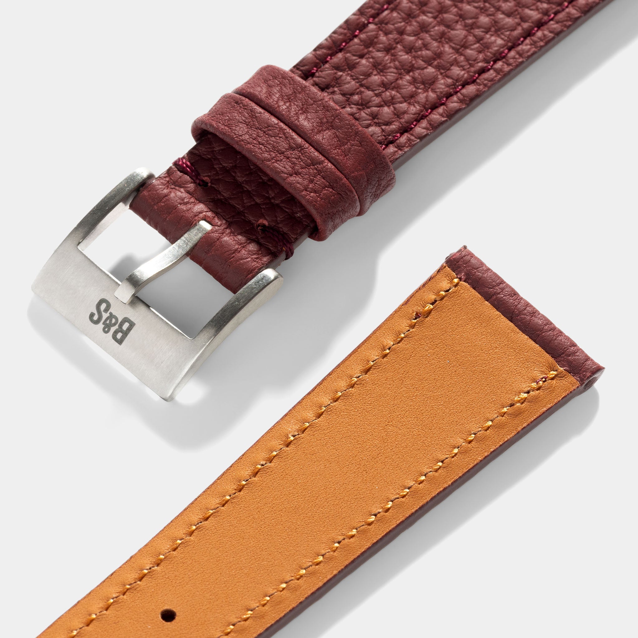 Grana Burgundy Tonal Leather Watch Strap