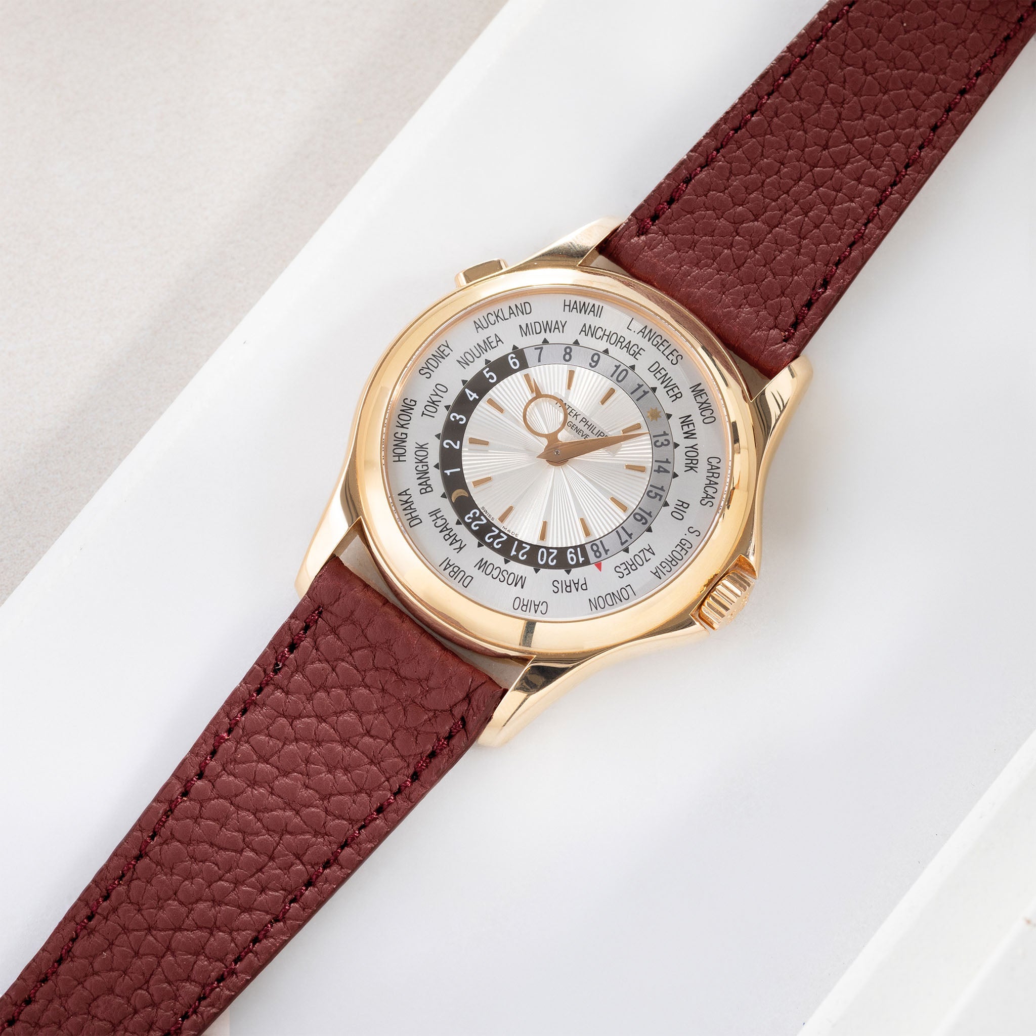 Grana Burgundy Tonal Leather Watch Strap