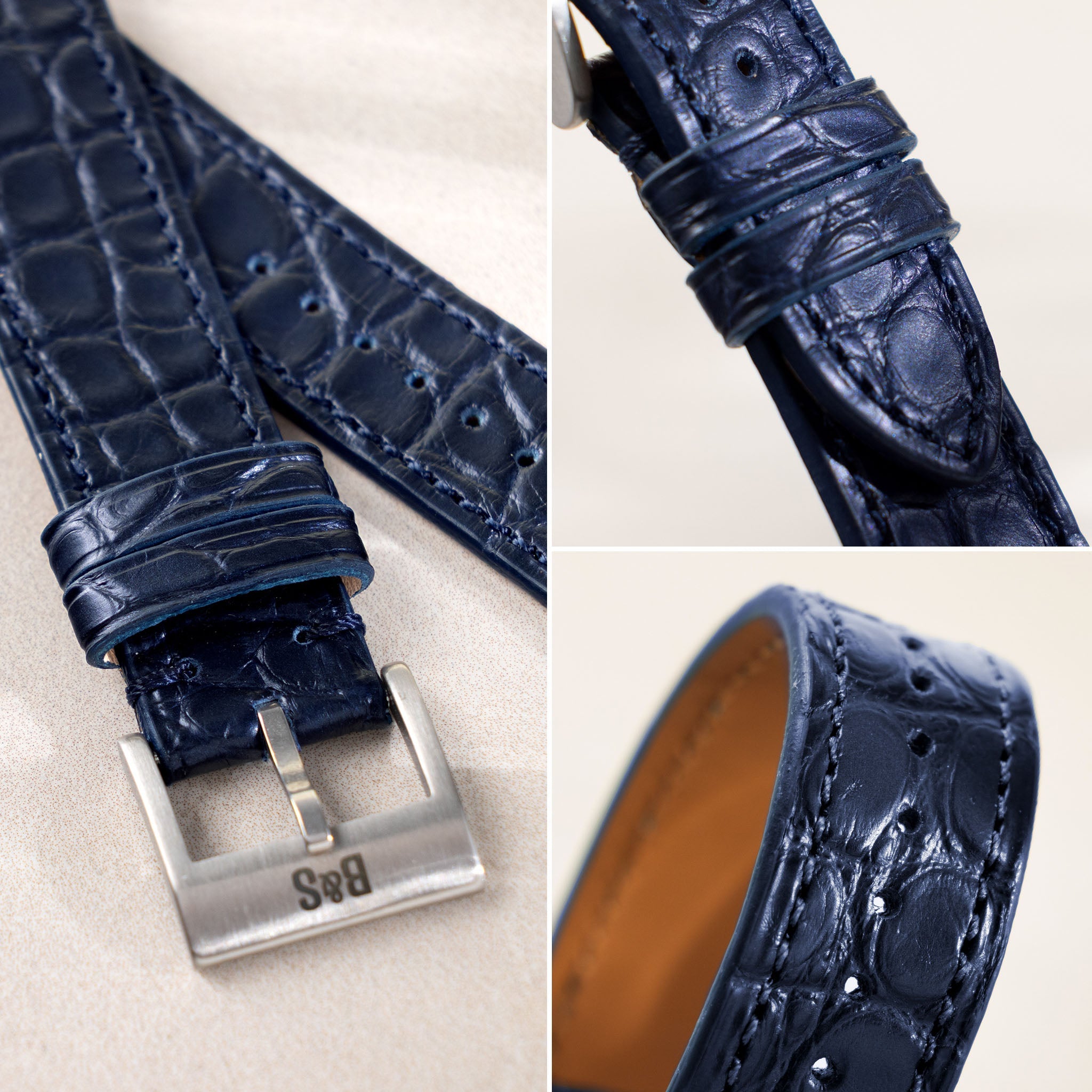 Blue Alligator Leather Watch Strap