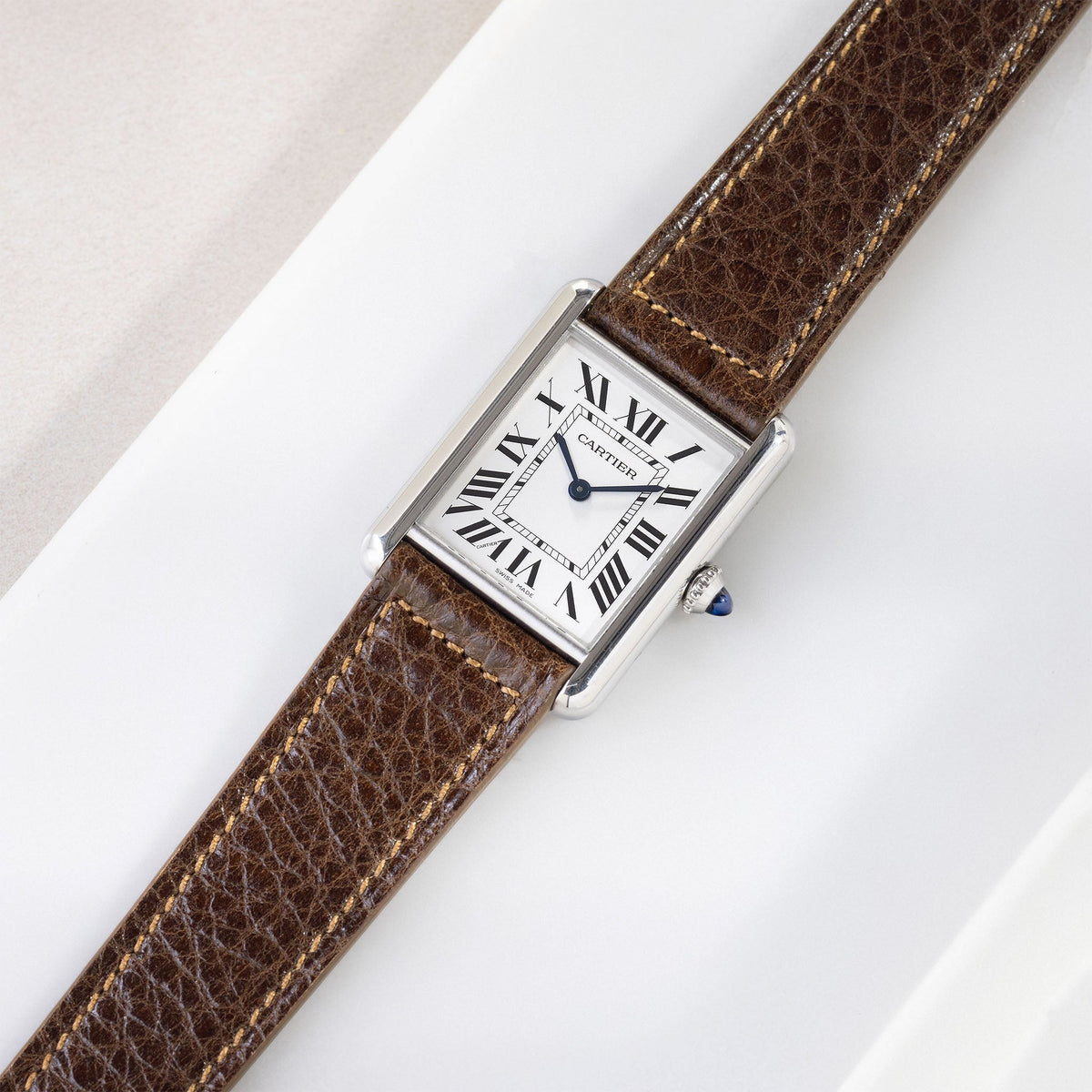 Strap for Cartier Tank Must (2021 - Today) - Soft Walnut Boxed Calfskin