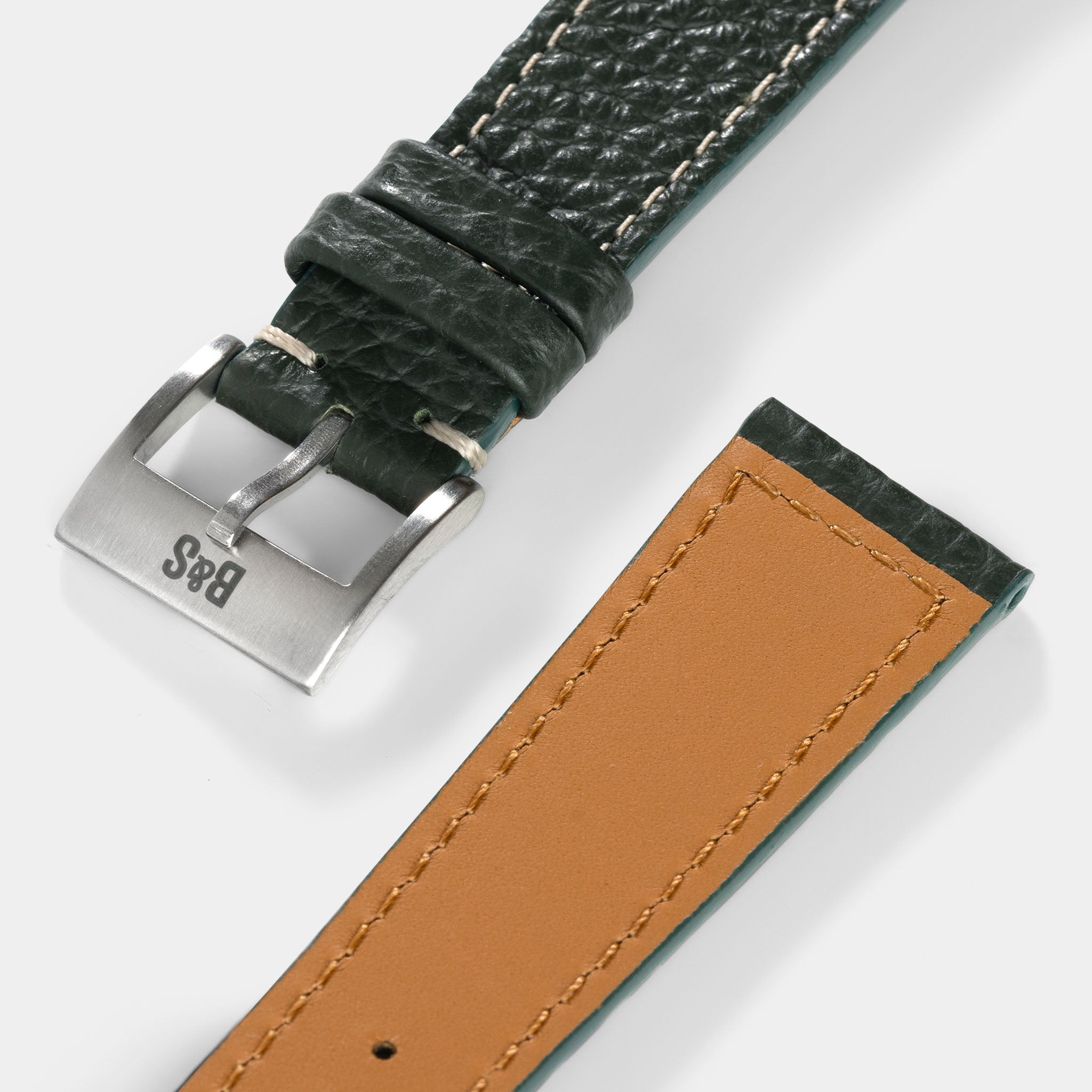 Grained Green Leather Watch Strap
