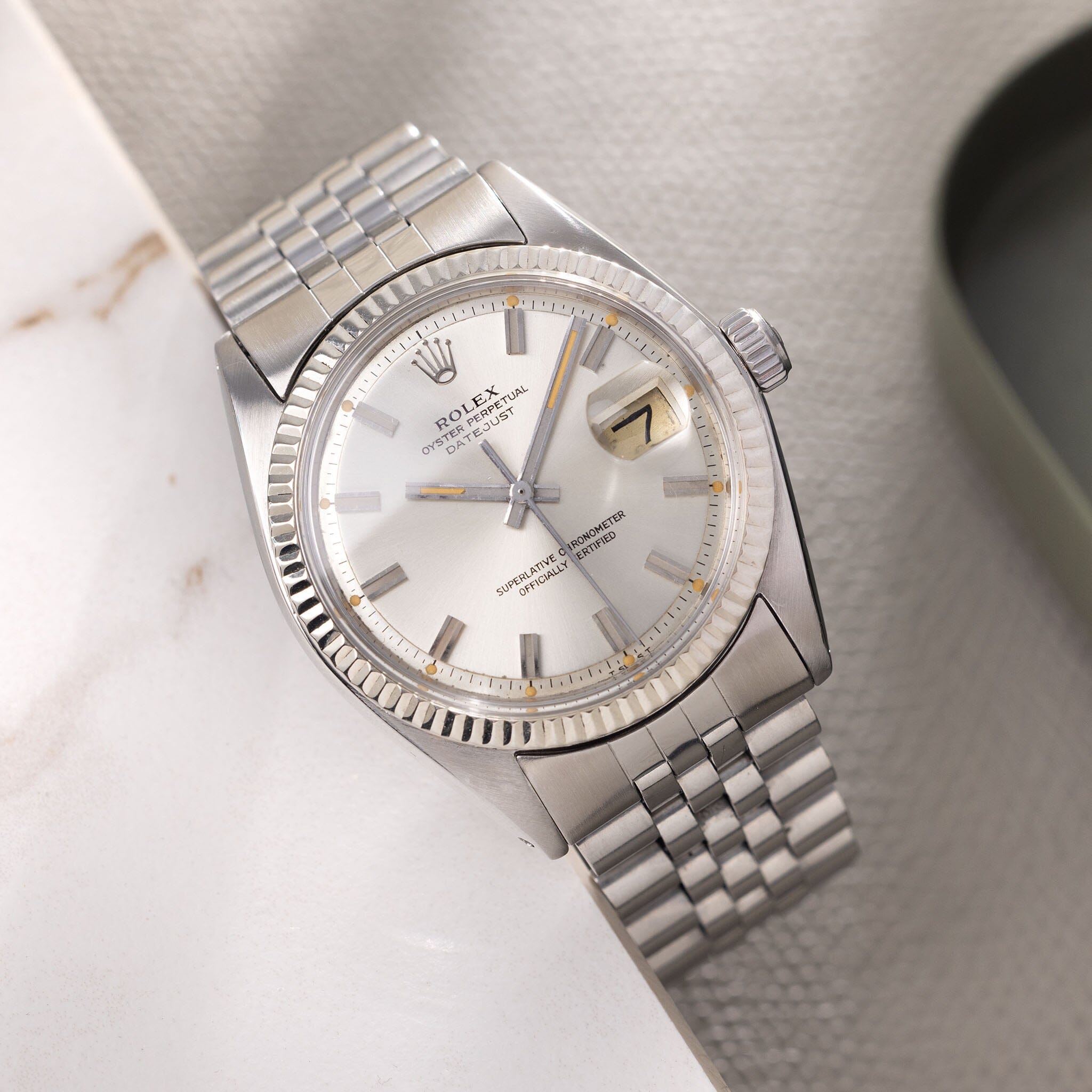 Rolex Datejust Wide Boy Dial ref 1601 patina