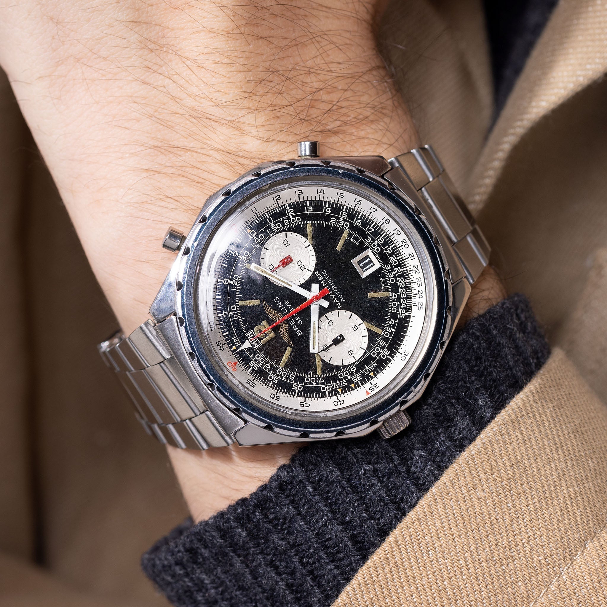 Breitling Navitimer automatic “Iraqi General Youth Training Association” Chronograph Ref. 1806 "Fried Egg"
