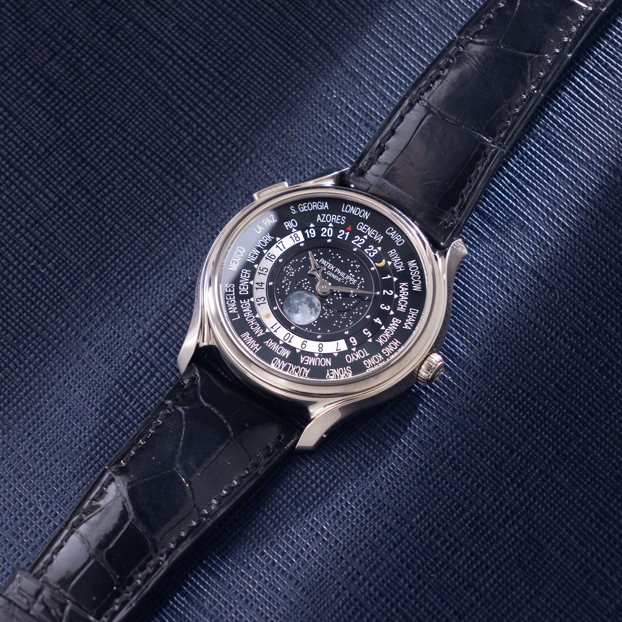 Patek Philippe World Time Moonphase 5575G "175th Anniversary" in 18k White Gold full set