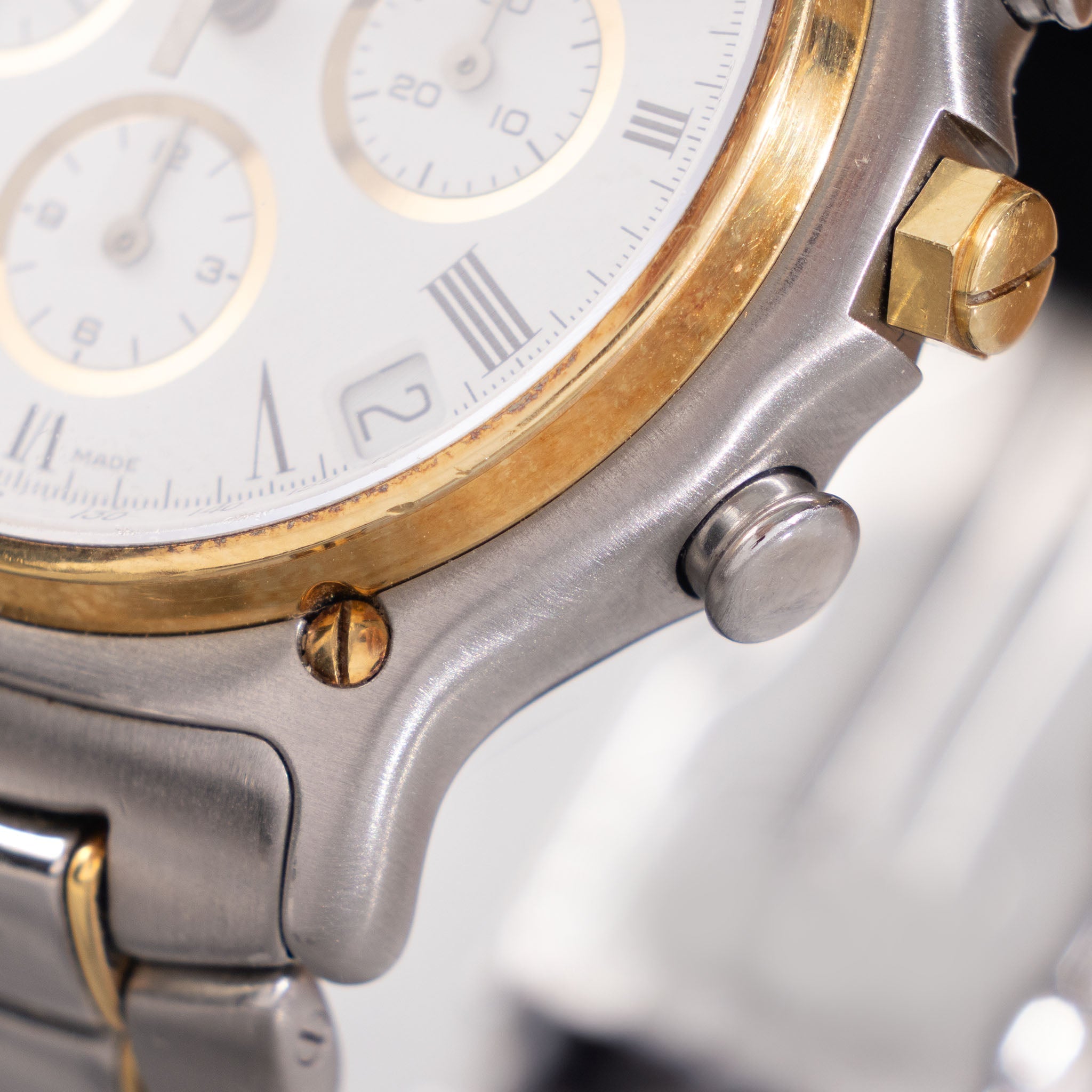 Ebel El Primero 1911 Chronograph White Dial Steel and Gold execution ref 1134901 with Box