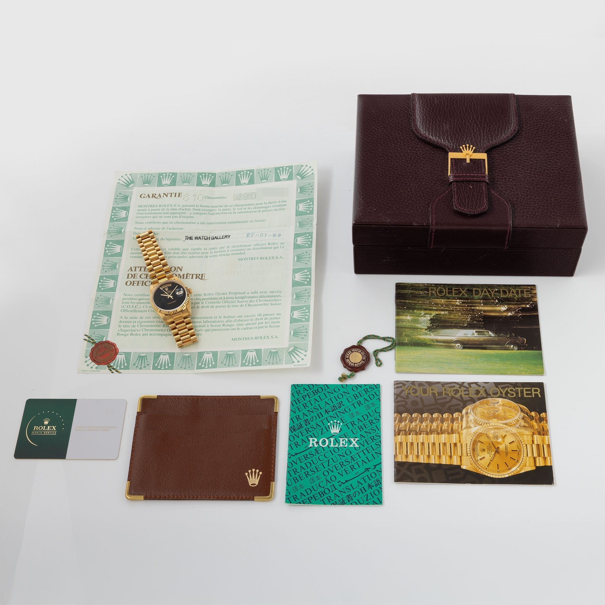 Rolex Day-Date 18238 Onyx Dial Box Paper Set Rolex Geneva Service