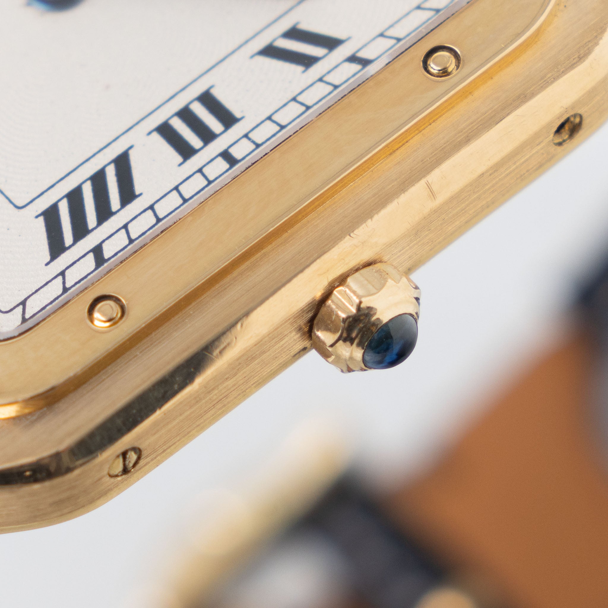 Cartier Santos Dumont Ultra-thin Guilloché Dial ref. 82105 in 18k Yellow Gold Box and Paper Set