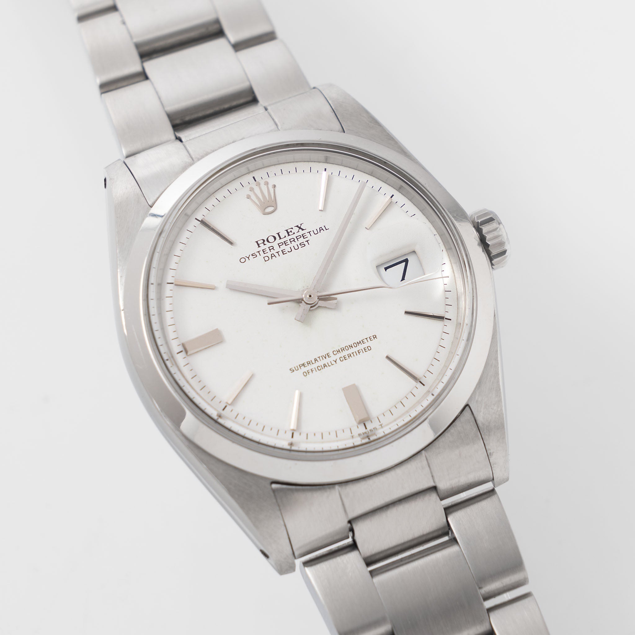 Rolex Datejust white “doorstop “  white no lume dial ref 1600