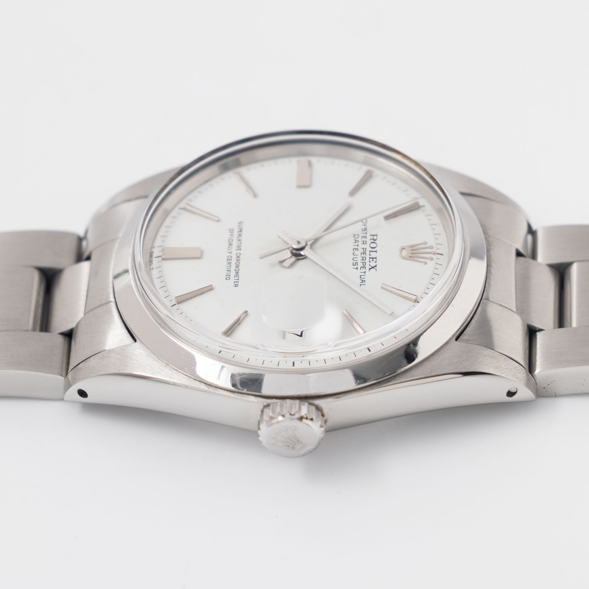 Rolex Datejust white “doorstop “  white no lume dial ref 1600