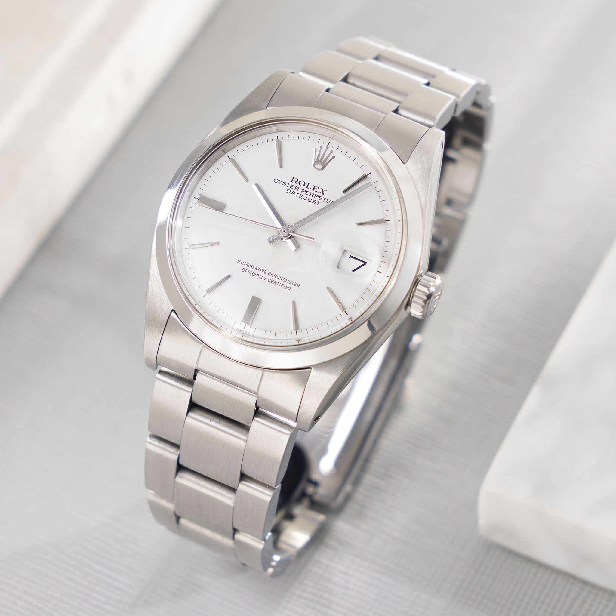 Rolex Datejust white “doorstop “  white no lume dial ref 1600