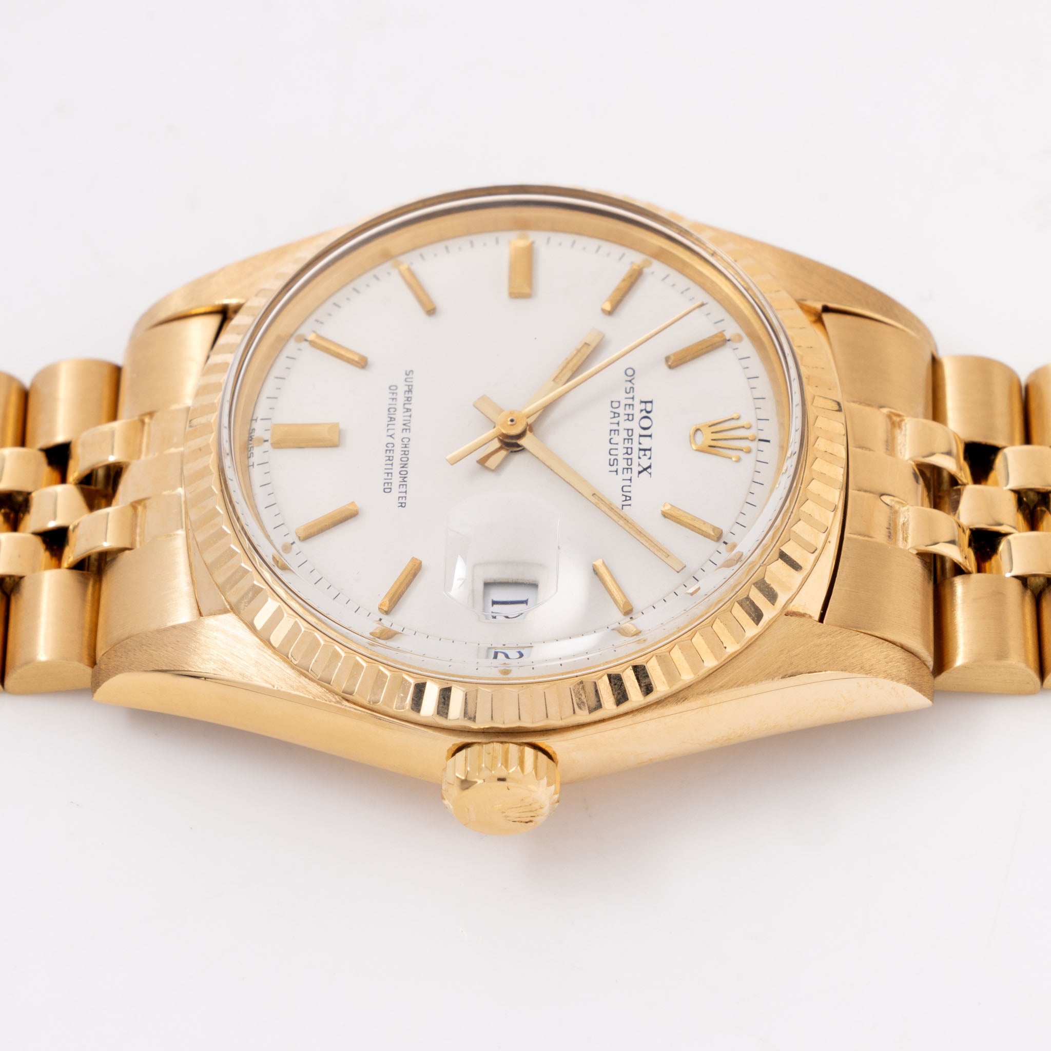 Rolex Datejust 1601/8 White Dial in 18k Yellow Gold