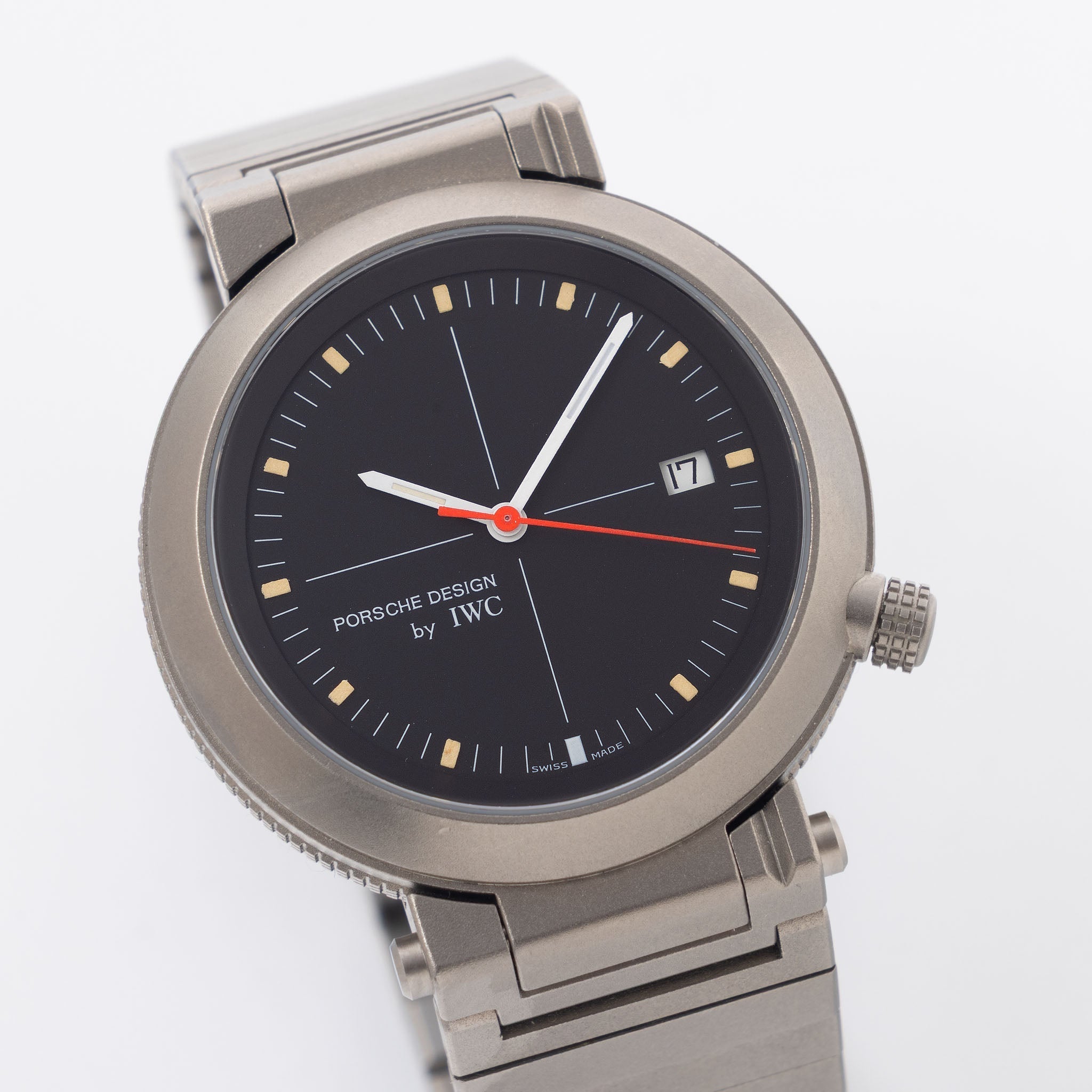 IWC/Porsche design compass watch in titanium ref 3511 with Certificate of Authenticity  paper and IWC service invoice