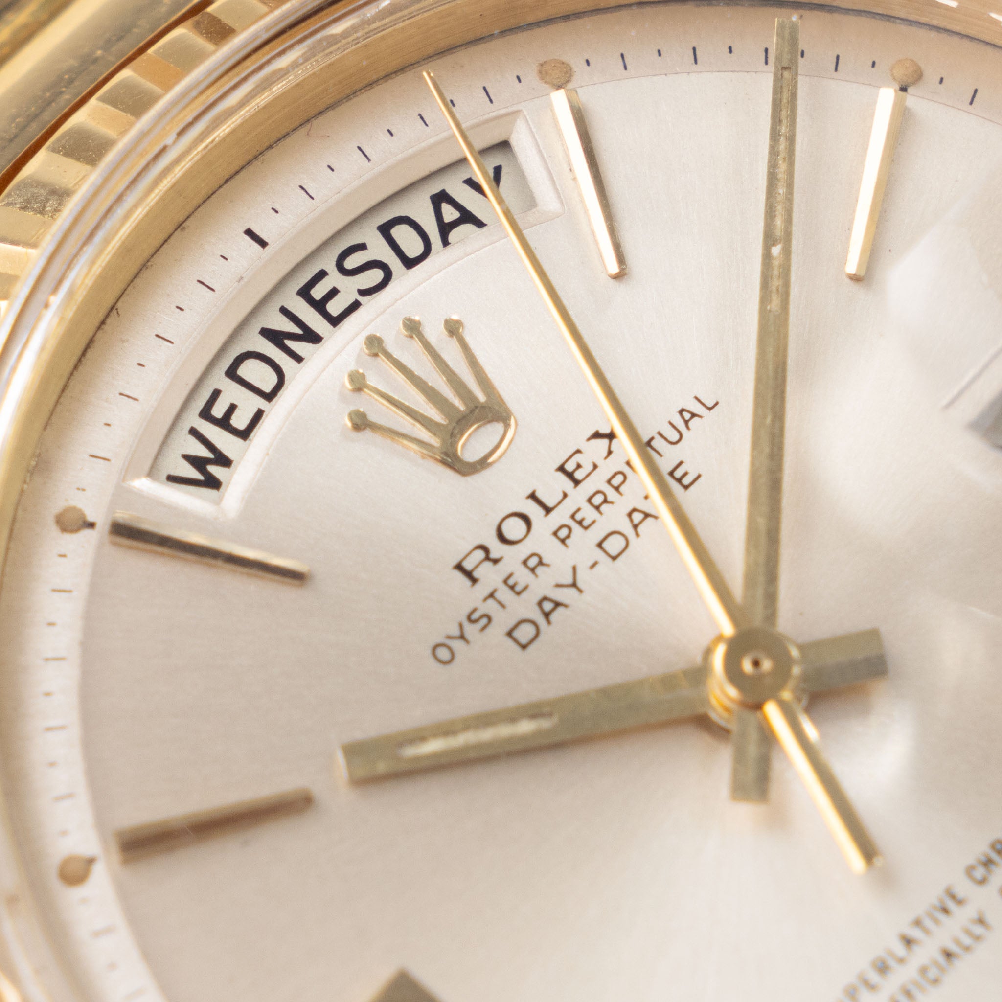 Rolex Day-Date Silver Doorstop Dial in 18k Yellow Gold ref. 1803 Original Box and Paper Set