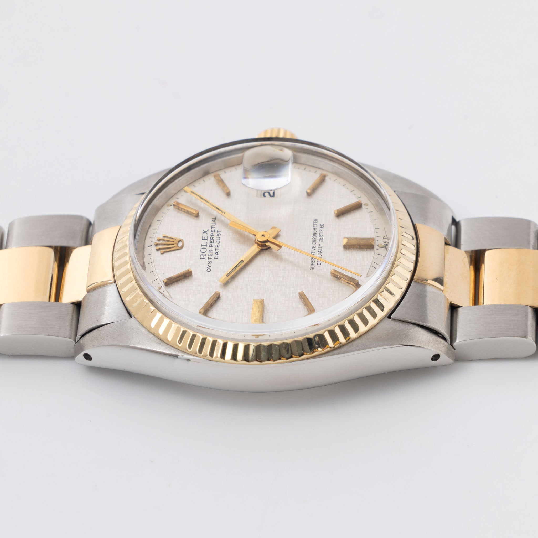 Rolex Datejust 1601/3 Silver Linen Dial in Steel and Gold
