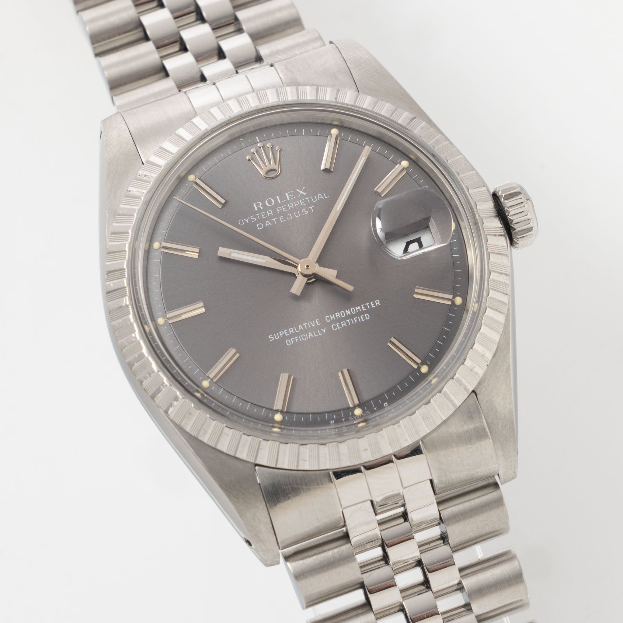 Rolex Datejust 1603 Grey Soleil Pie-Pan Dial 
