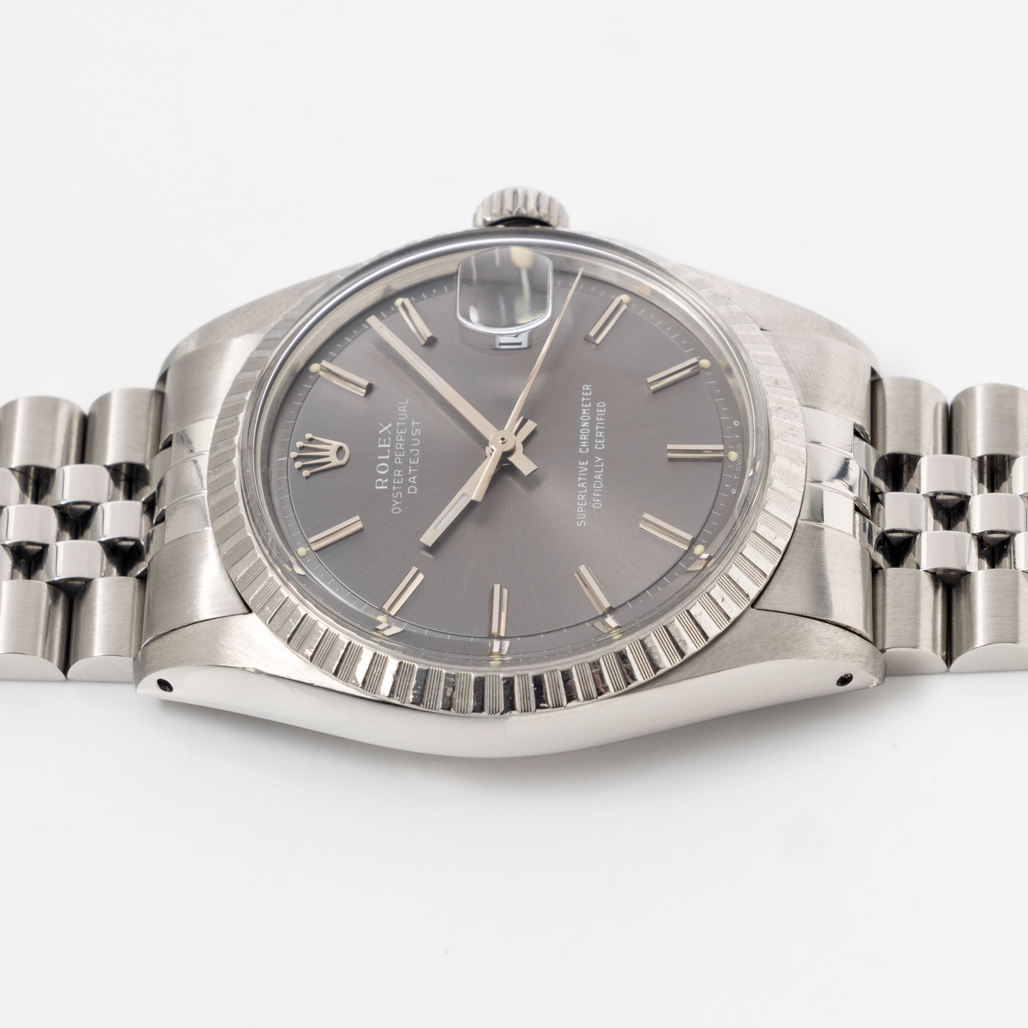 Rolex Datejust 1603 Grey Soleil Pie-Pan Dial 