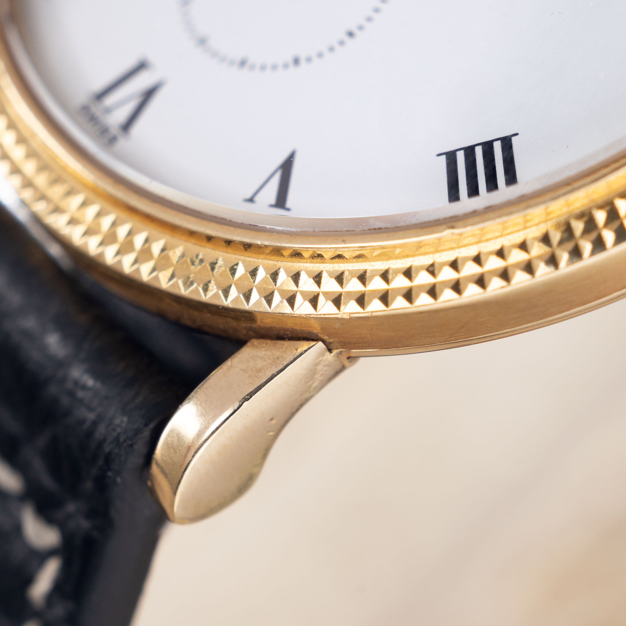 Patek Calatrava Porcelain dial , Clous de Paris 18k yellow gold case with extract from the  archives ref 3919