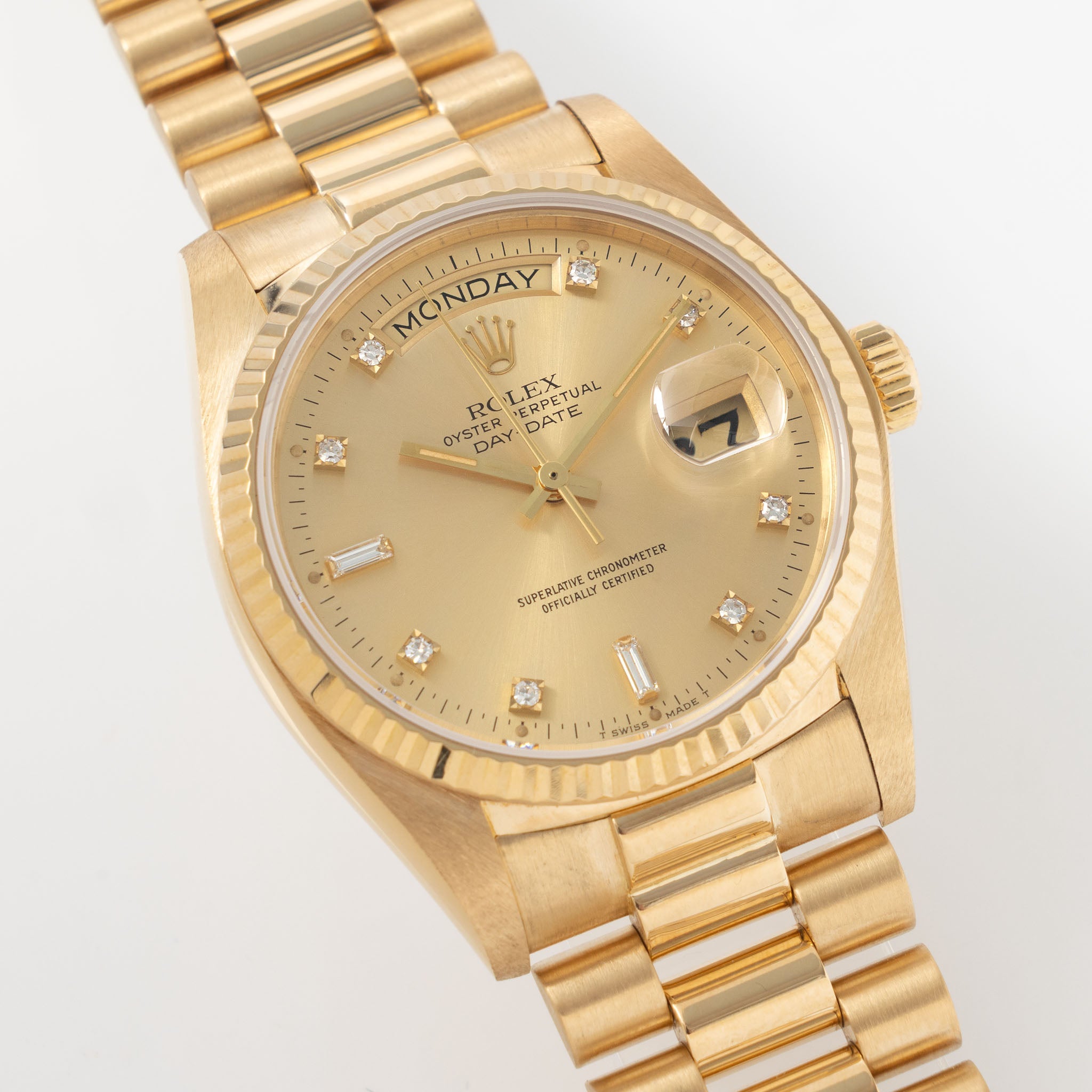 Rolex Day-Date 18038 Champagne Diamond Markers Dial 