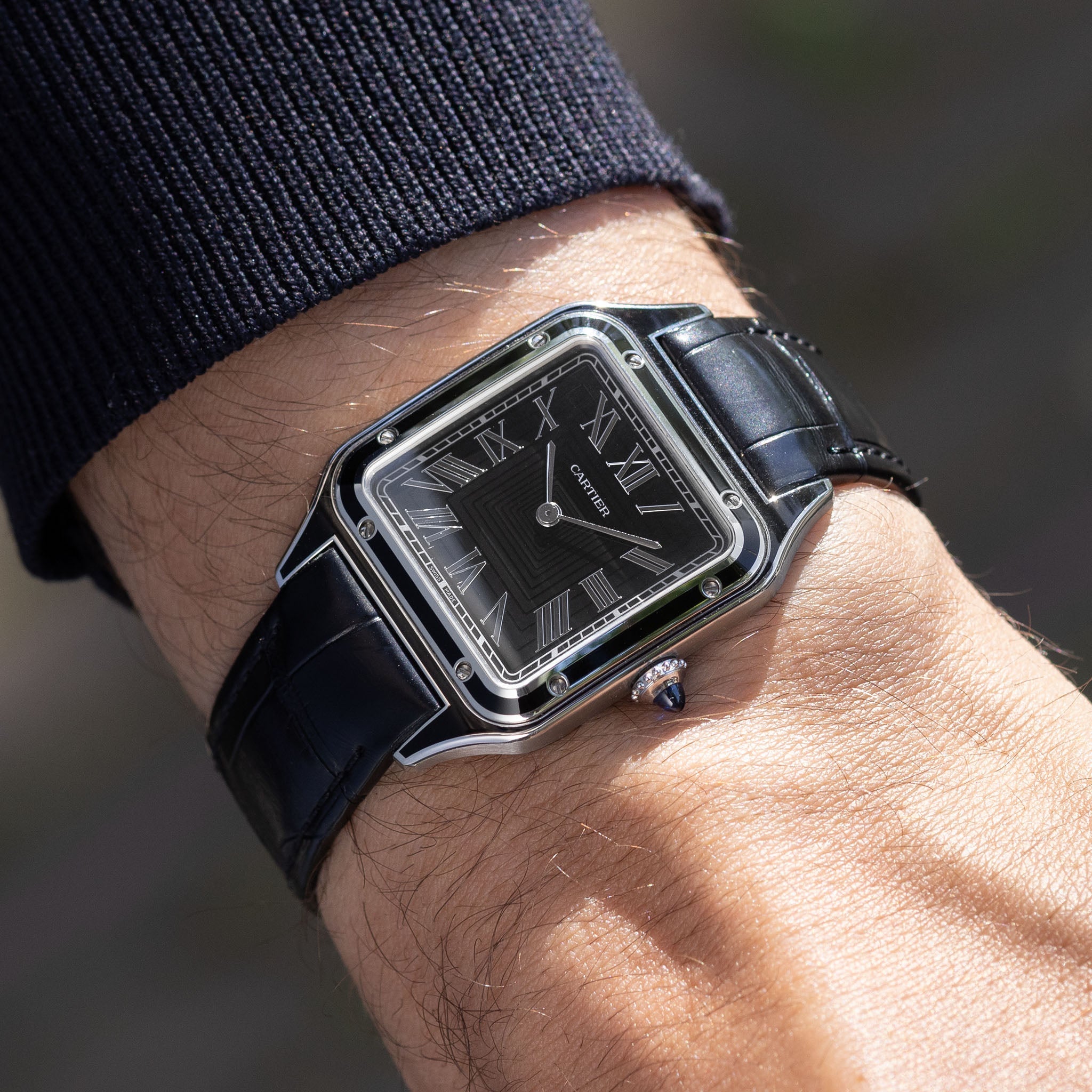 Cartier Santos Dumont Black Lacquered ref. WSSA0046 Box and Paper Set