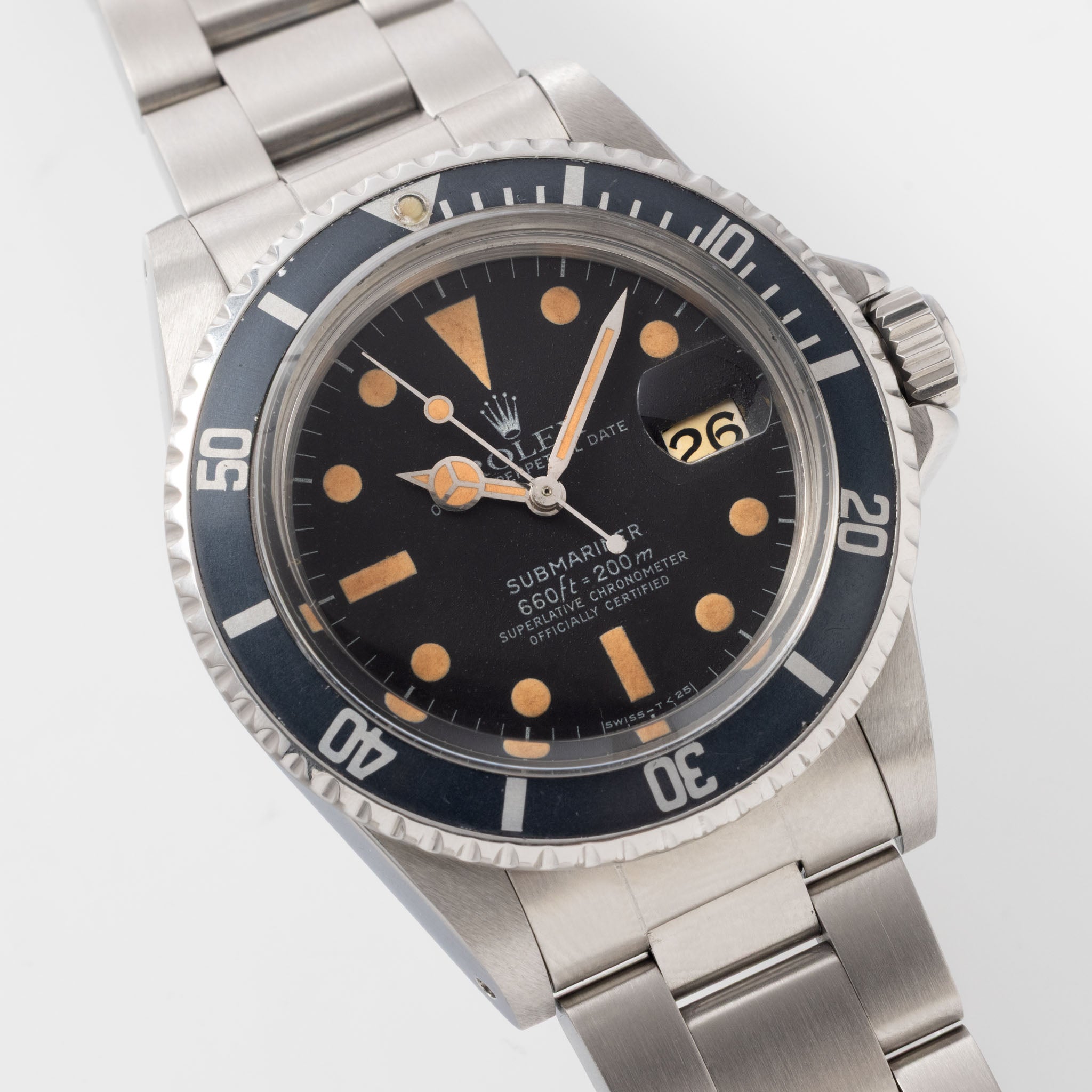 Rolex Submariner 1680 MK1 Dial Pumpkin Patina Kissing 40 Inlay